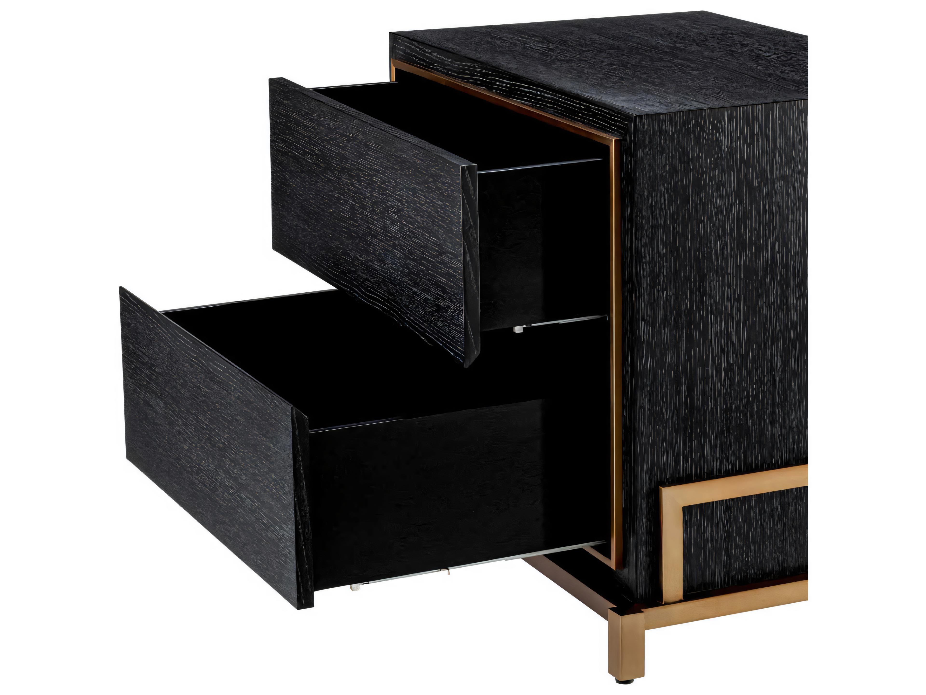 Eichholtz Hazel Charcoal Grey Oak Veneer Nightstand