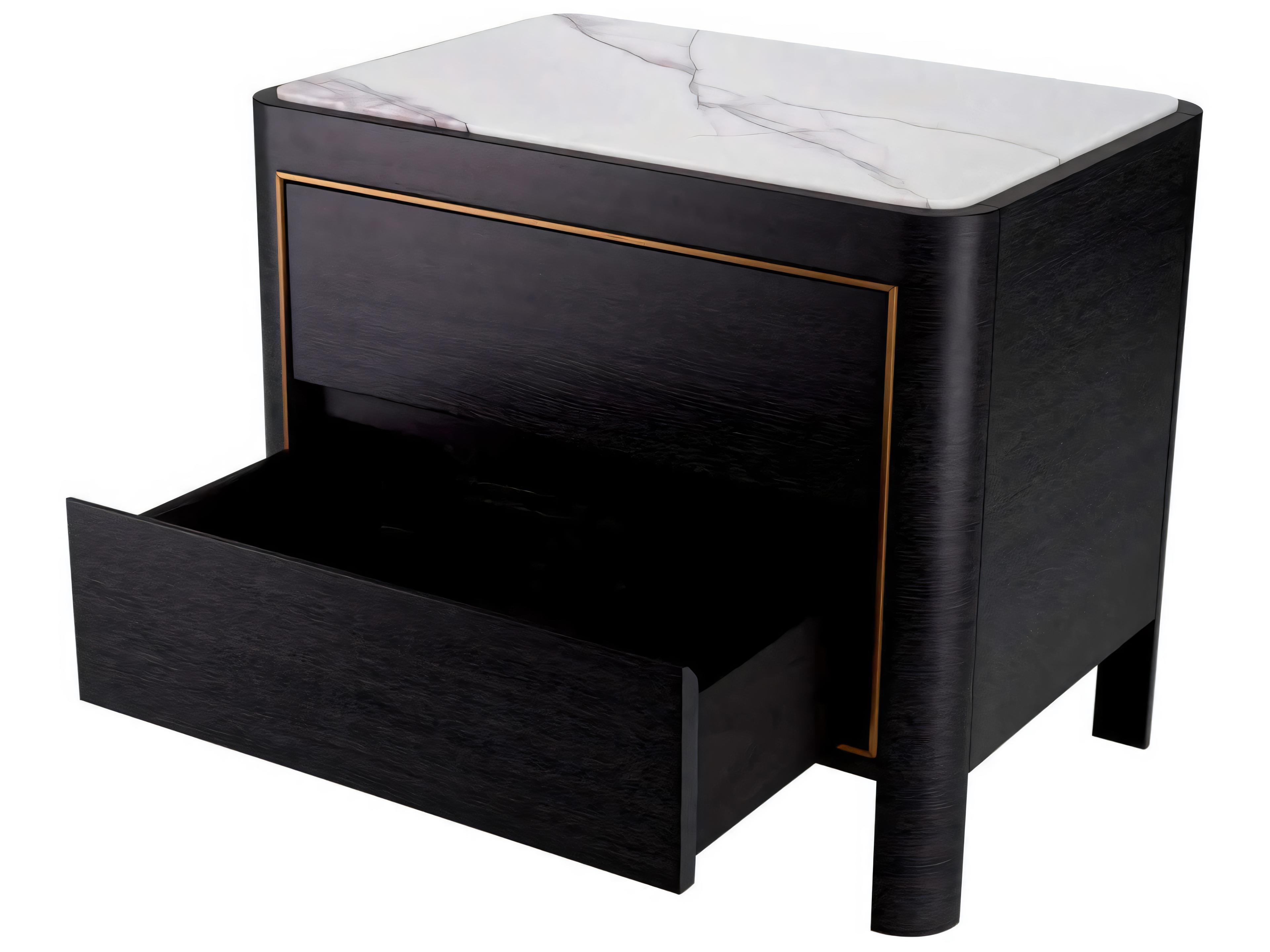 Eichholtz Corazon Charcoal Grey Oak Veneer Nightstand