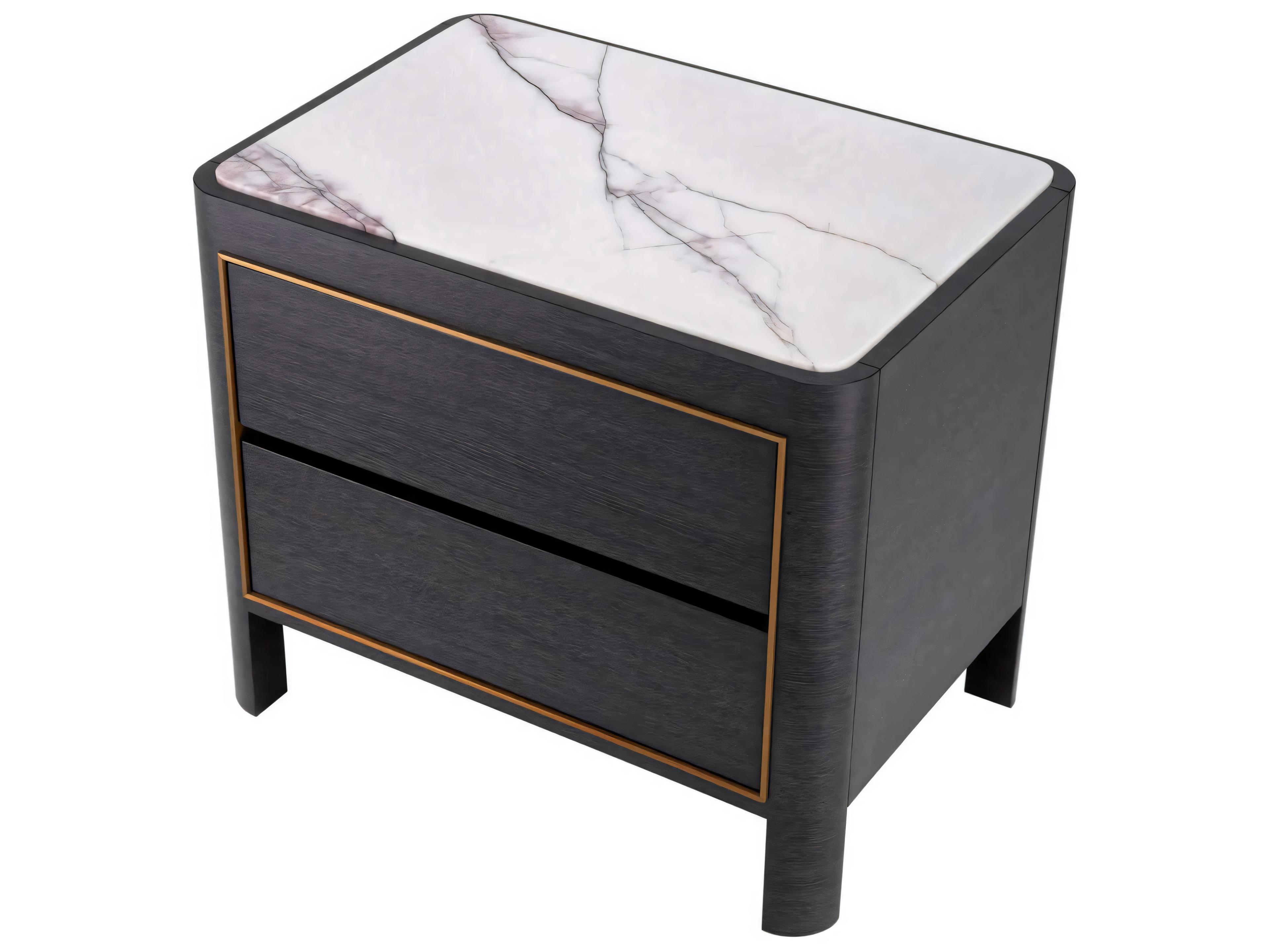 Eichholtz Corazon Charcoal Grey Oak Veneer Nightstand
