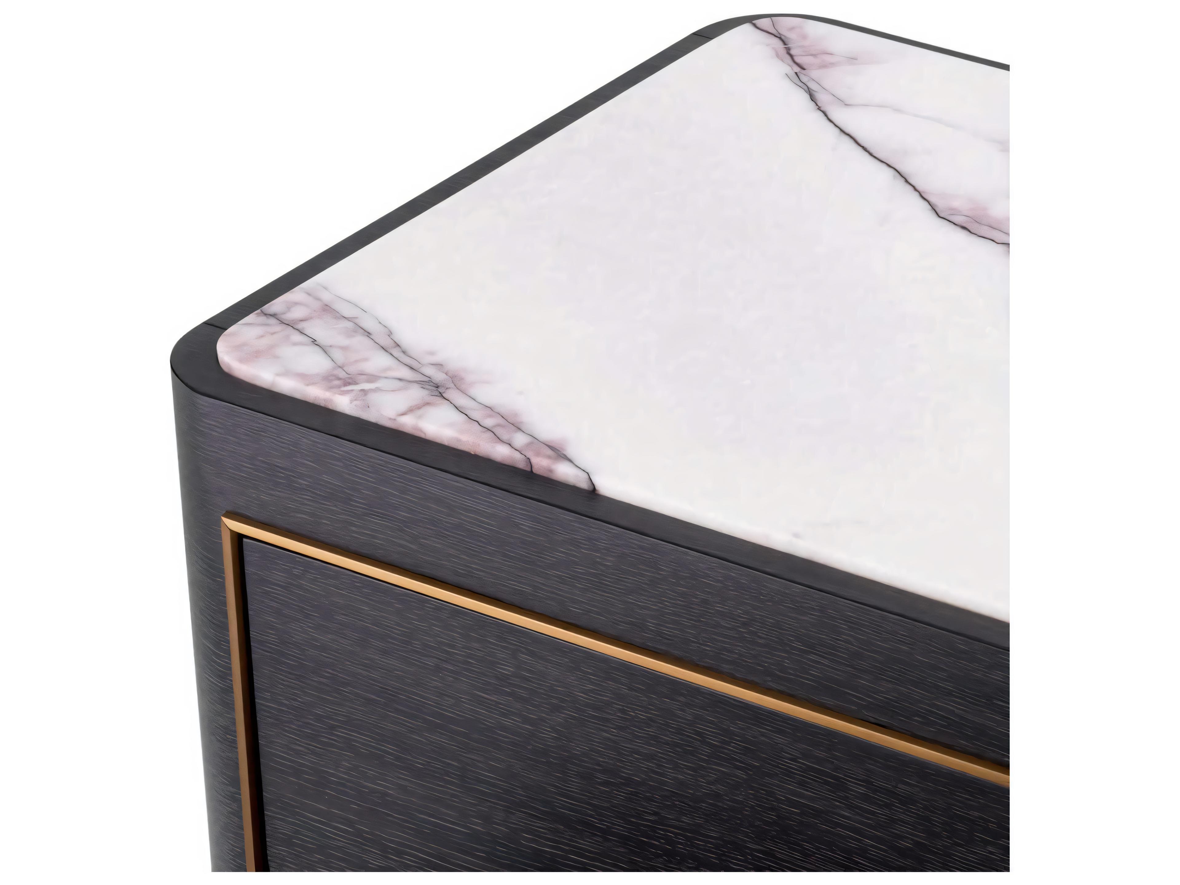 Eichholtz Corazon Charcoal Grey Oak Veneer Nightstand