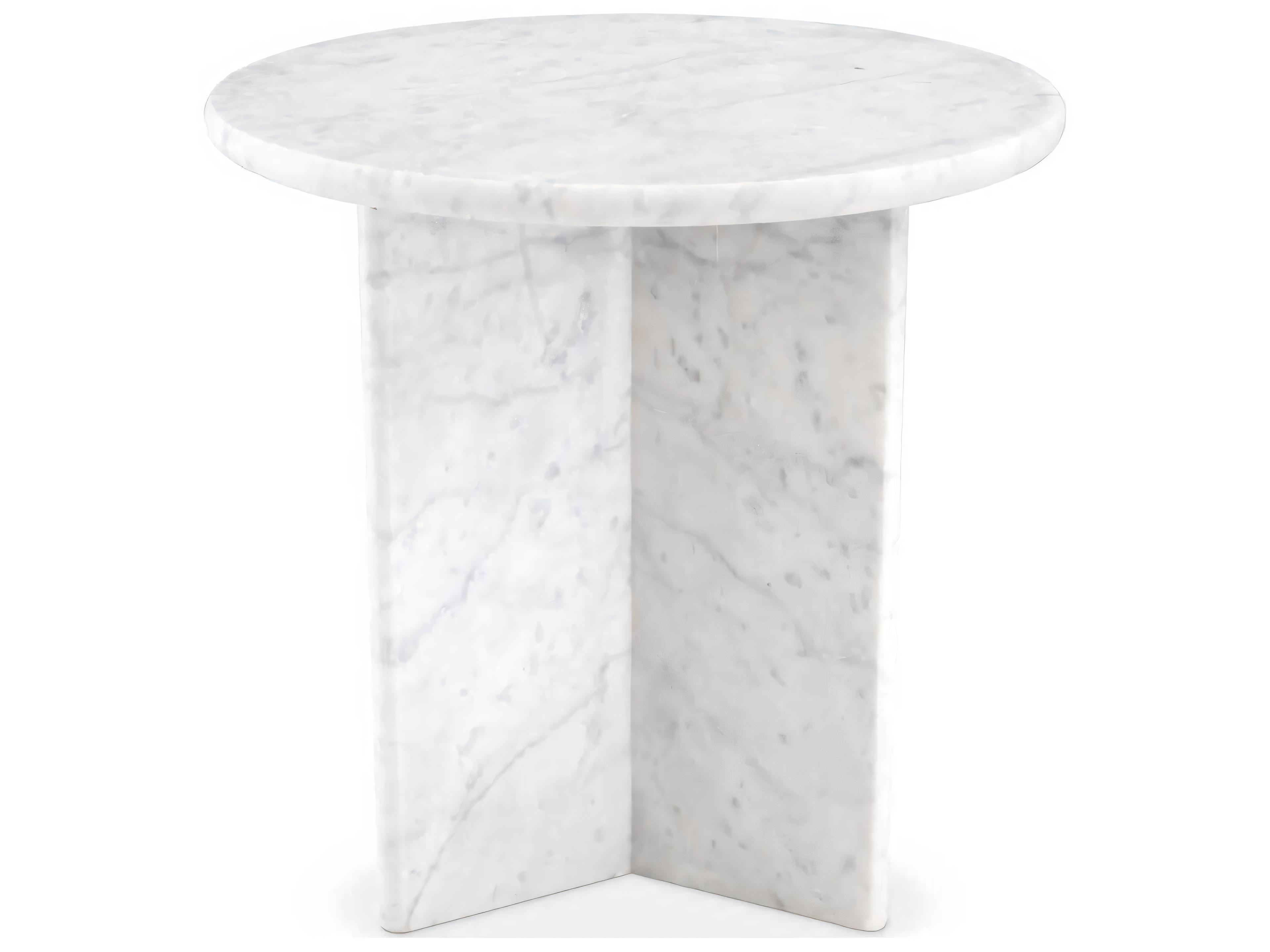 Eichholtz Pontini Honed White Marble Side Table