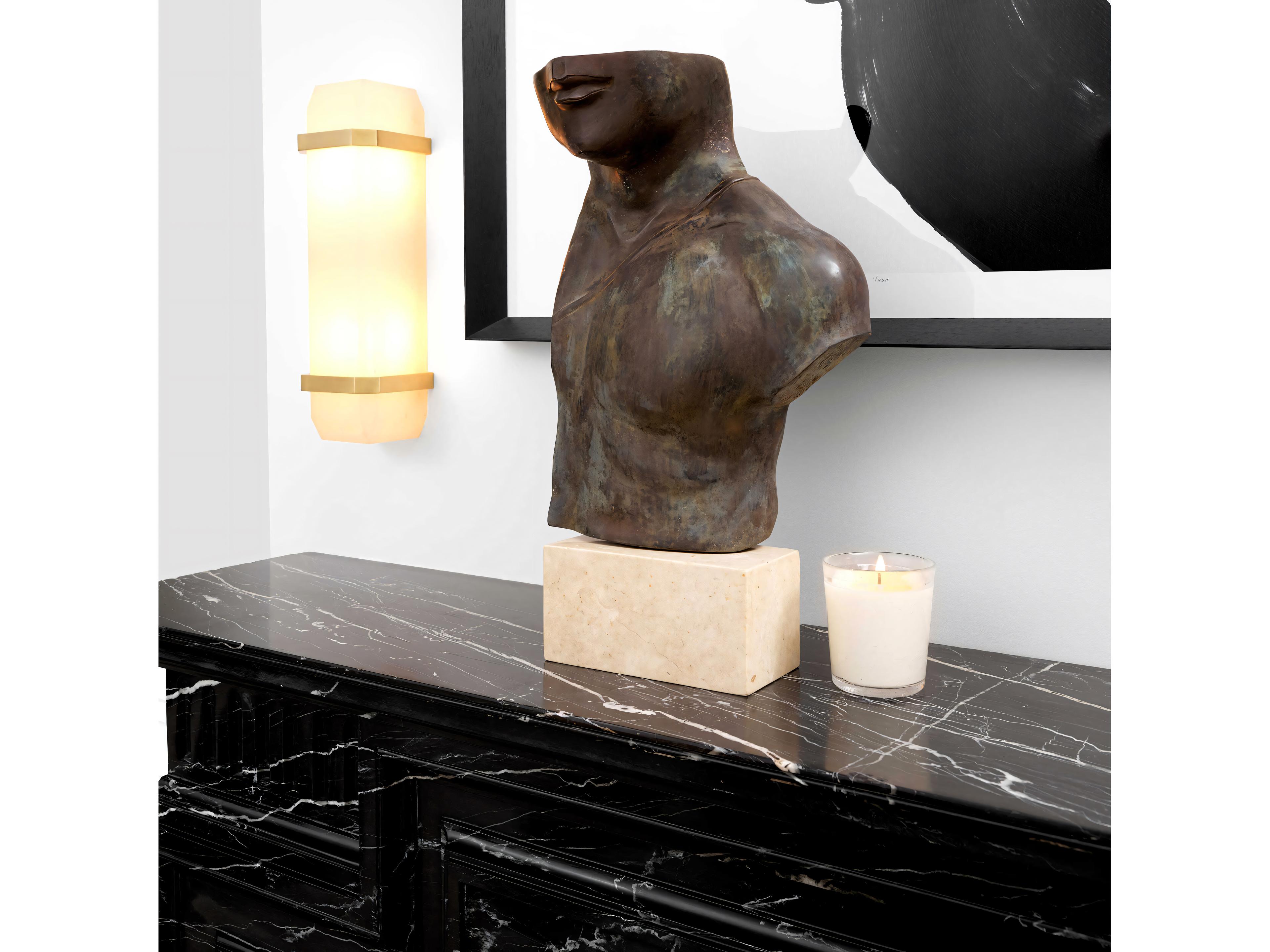 Eichholtz Pandora Alabaster Antique Brass Wall Lamp