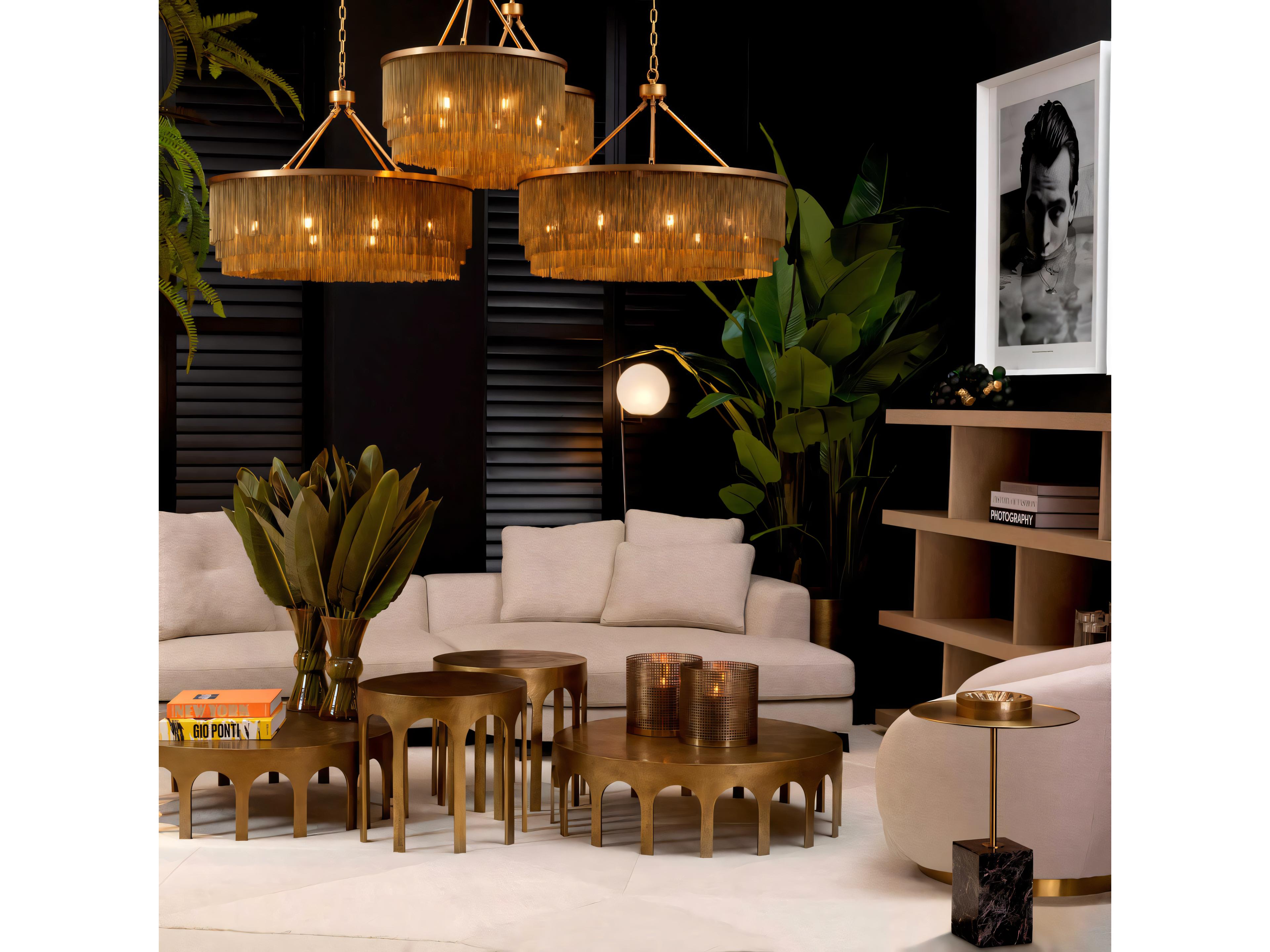 Eichholtz Cole Brushed Brass Black Marble Side Table