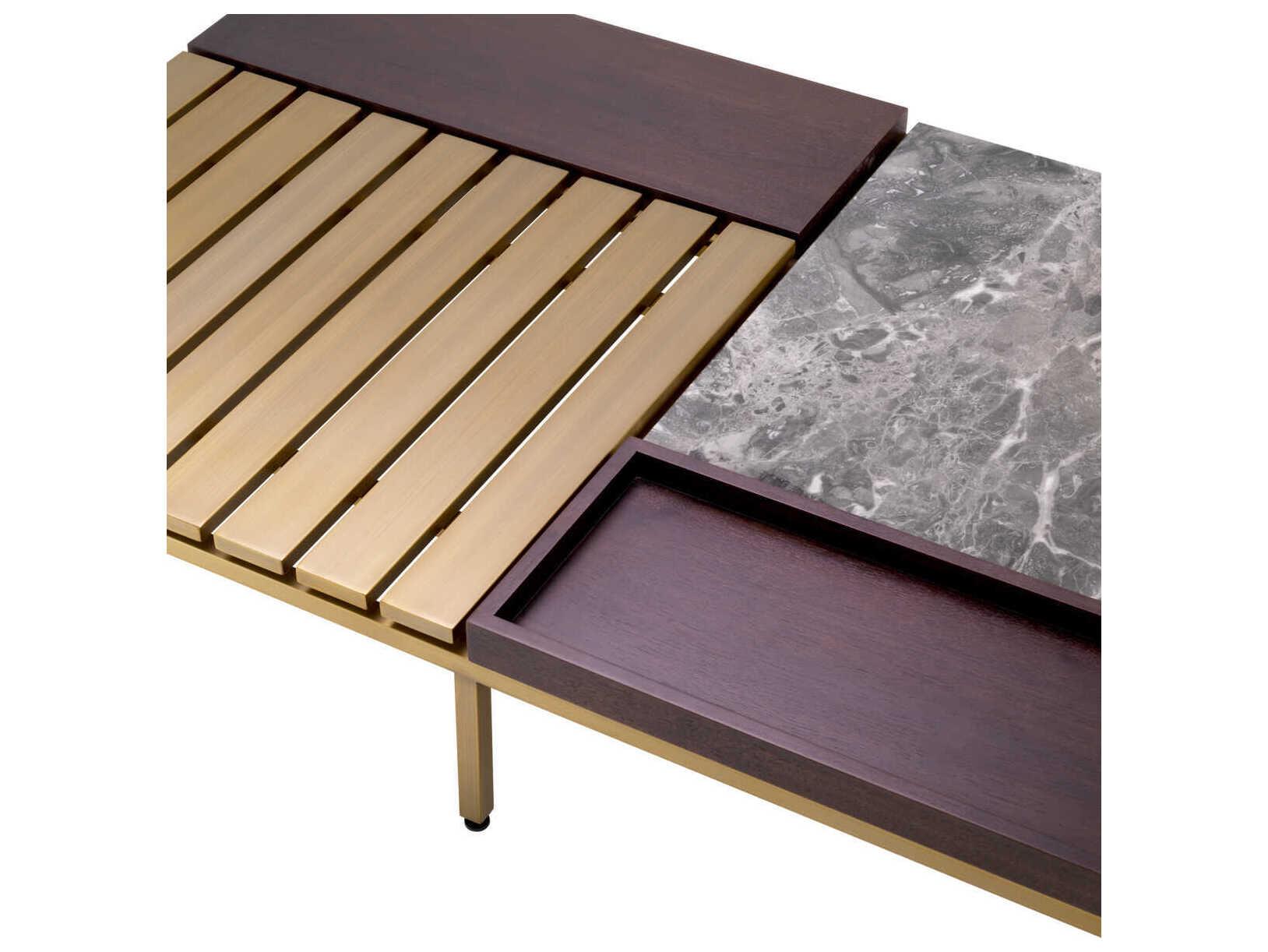 Eichholtz Forma Brushed Brass Grey Marble Coffee Table