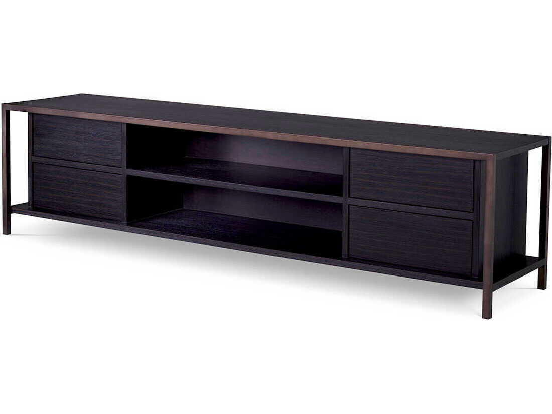 Eichholtz Wilmot Charcoal Grey Oak Medium Bronze Tv Cabinet