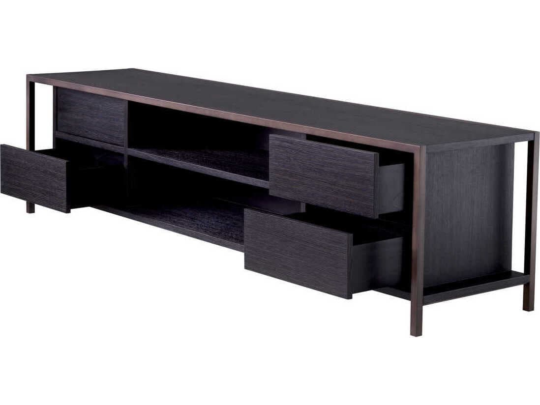 Eichholtz Wilmot Charcoal Grey Oak Medium Bronze Tv Cabinet