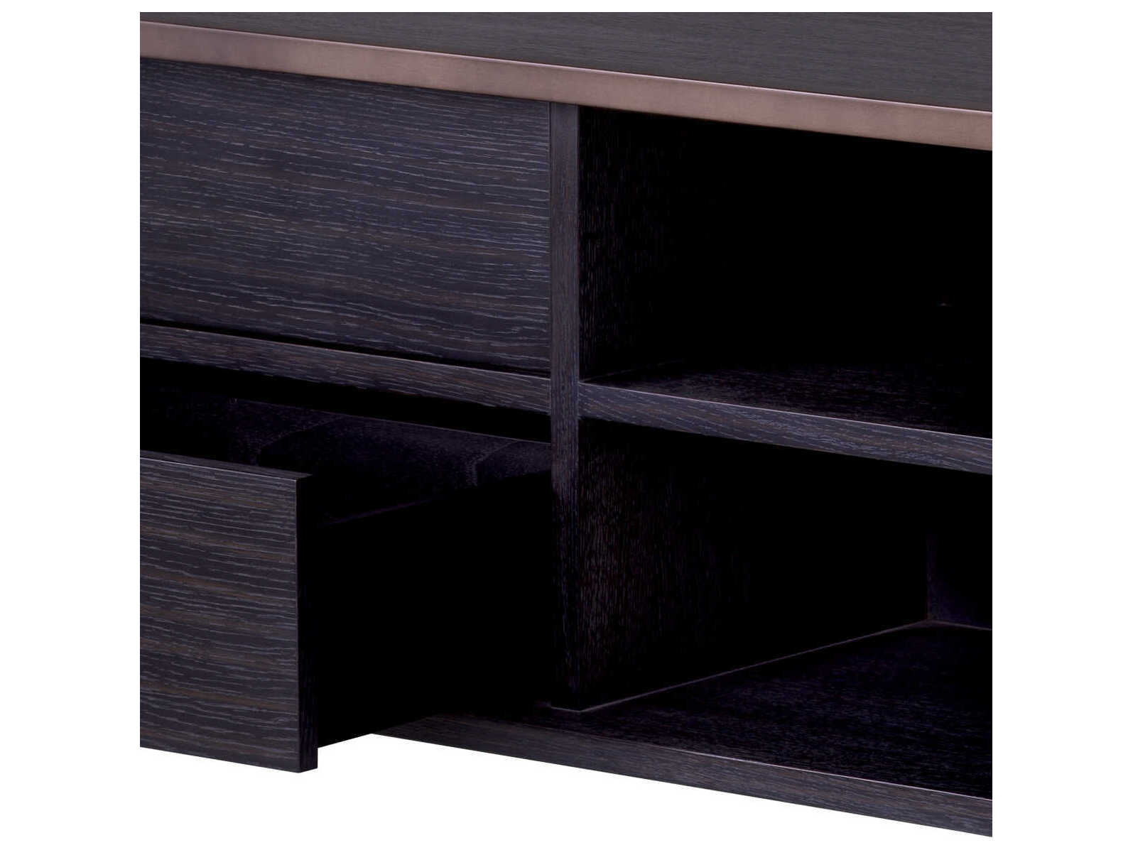 Eichholtz Wilmot Charcoal Grey Oak Medium Bronze Tv Cabinet
