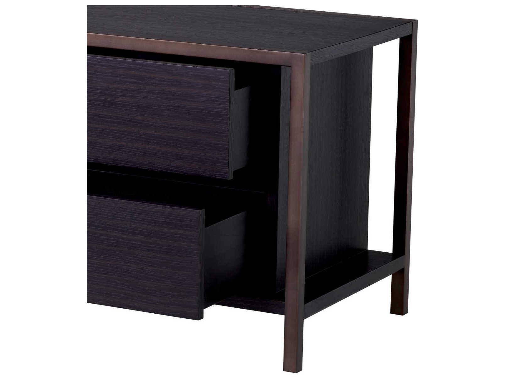 Eichholtz Wilmot Charcoal Grey Oak Medium Bronze Tv Cabinet