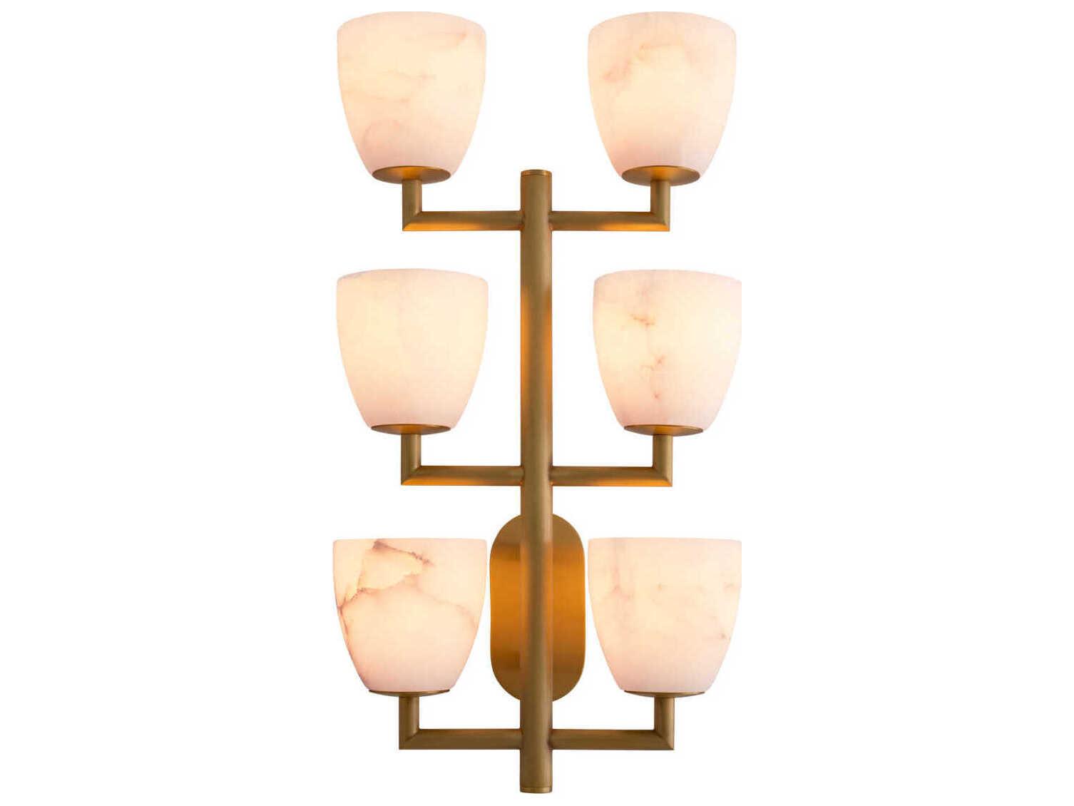Eichholtz Valerius Alabaster Antique Brass Wall Lamp