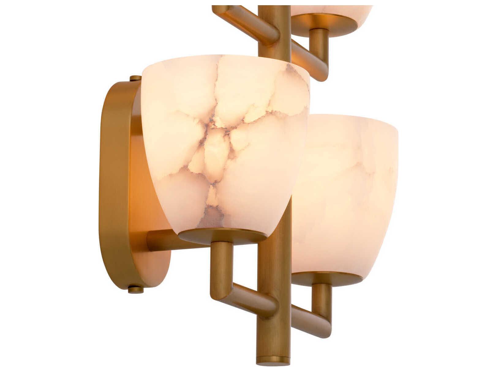 Eichholtz Valerius Alabaster Antique Brass Wall Lamp