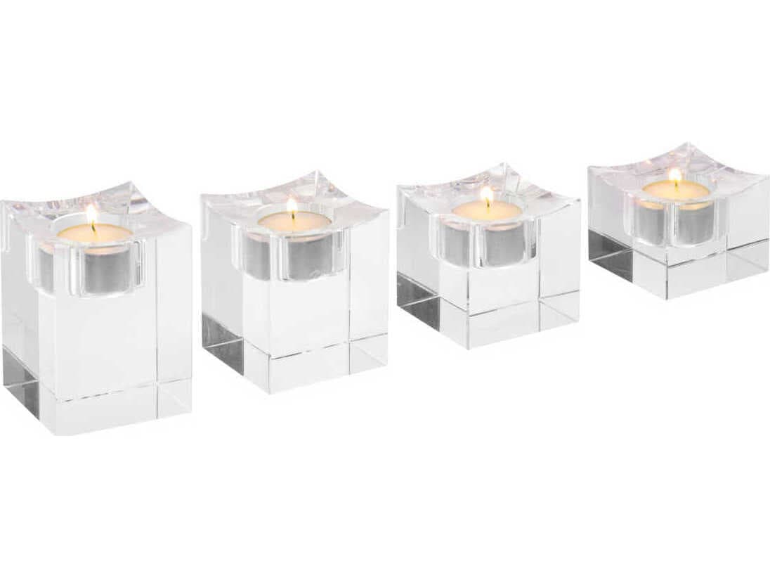 Eichholtz Giancarlo Low Crystal Glass Set of 4 Tealight Holder