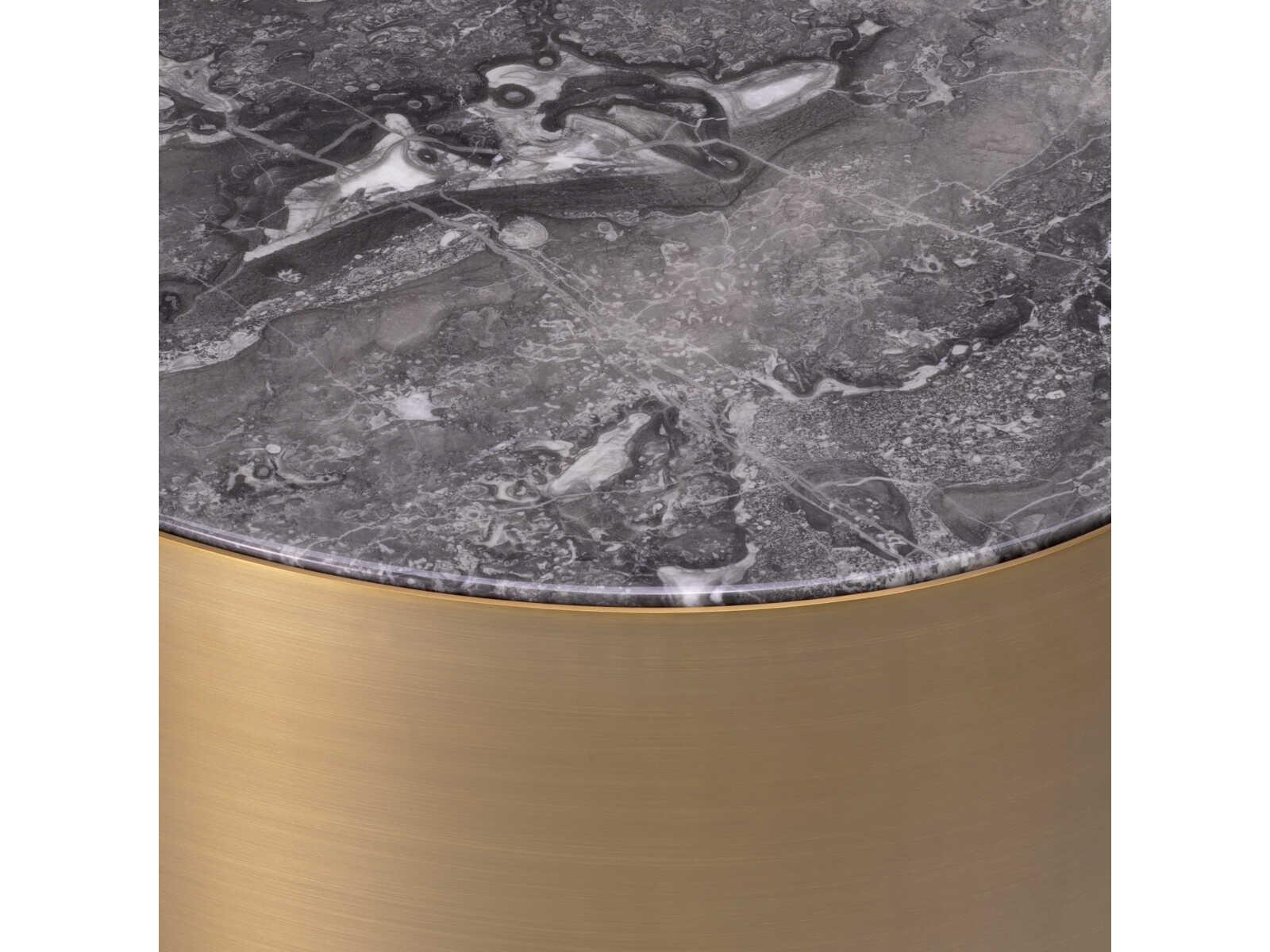 Eichholtz Porter Oval Brushed Brass Grey Marble Side Table