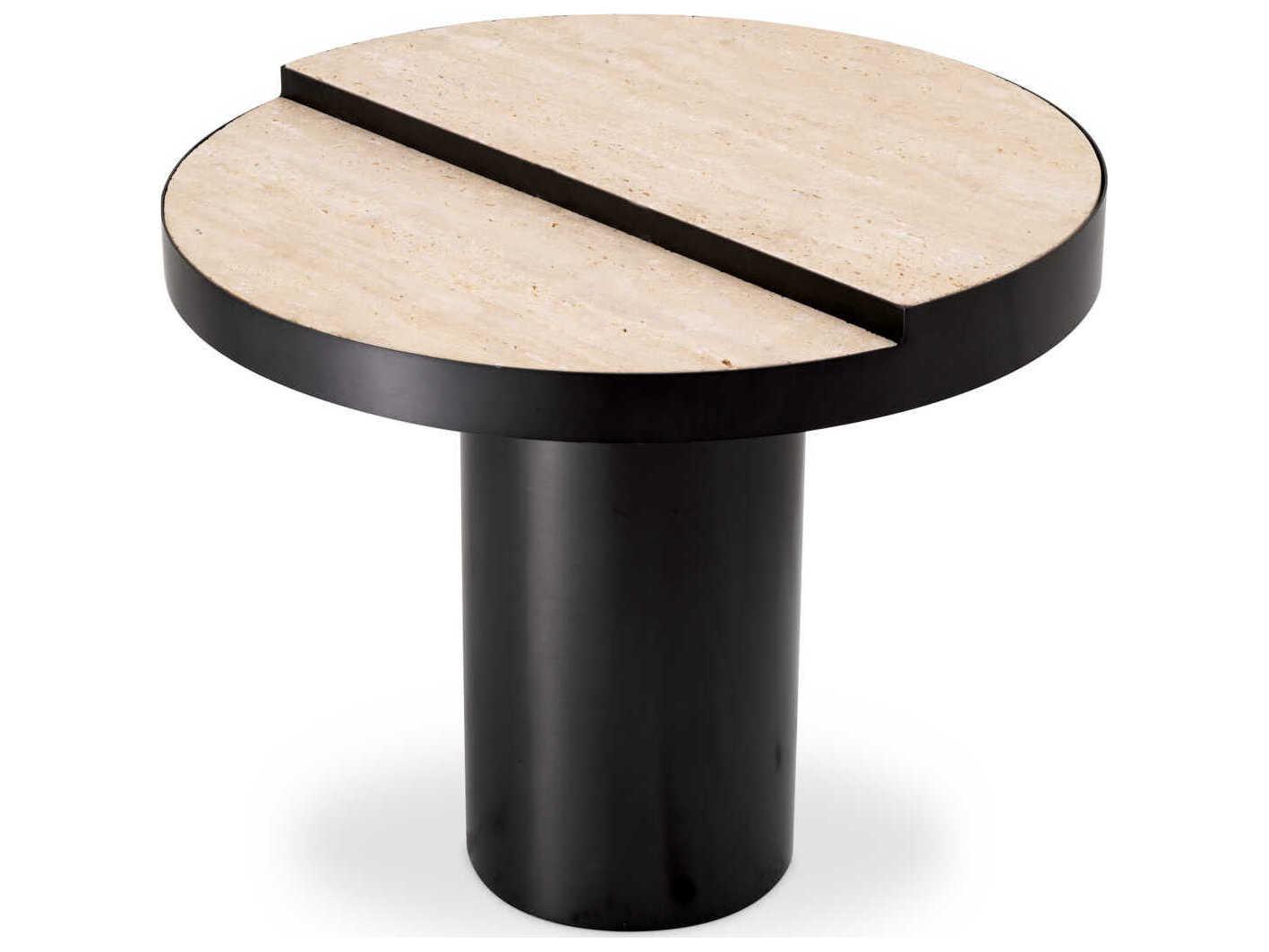 Eichholtz Excelsior Bronze Travertine Side Table