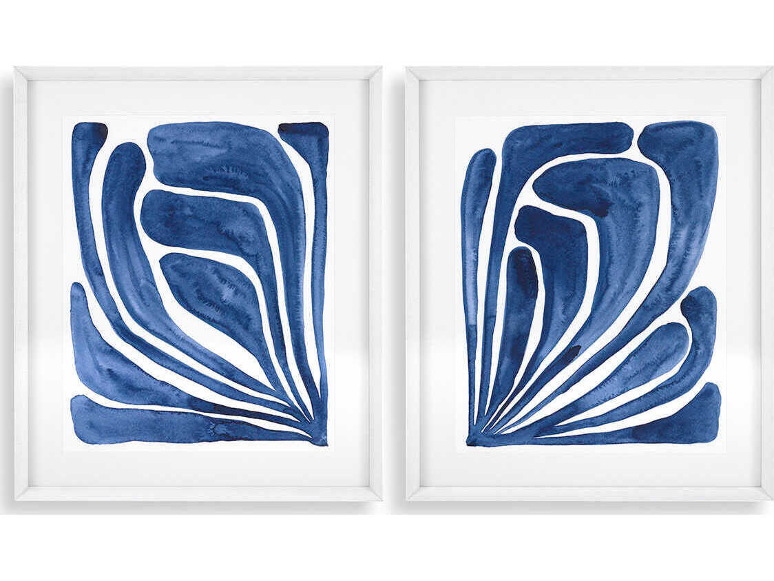 Eichholtz Stylized Leaf Set of 2 Print Blue