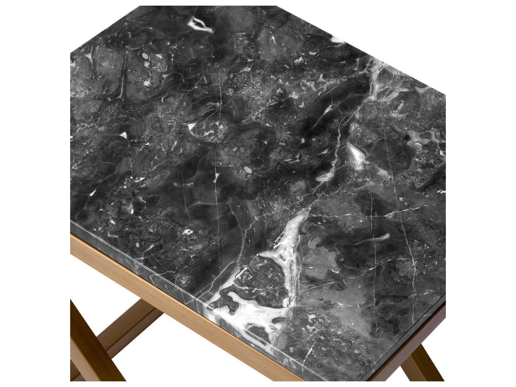 Eichholtz Criss Cross Brushed Brass Grey Marble Side Table