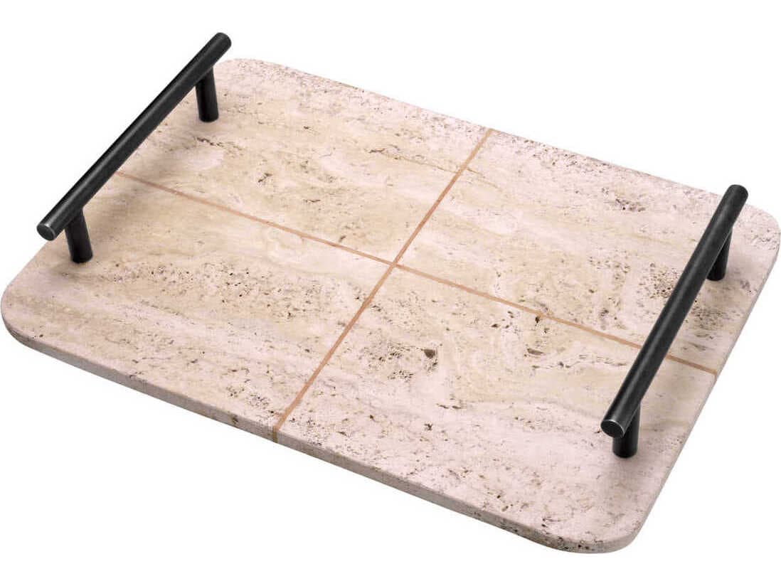Eichholtz Ugo Travertine Bronze Highlight Tray