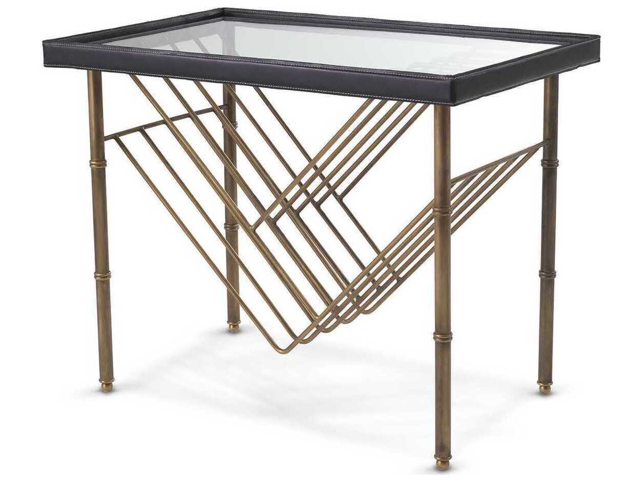 Eichholtz Princess With Magazine Rack Black Leather Side Table