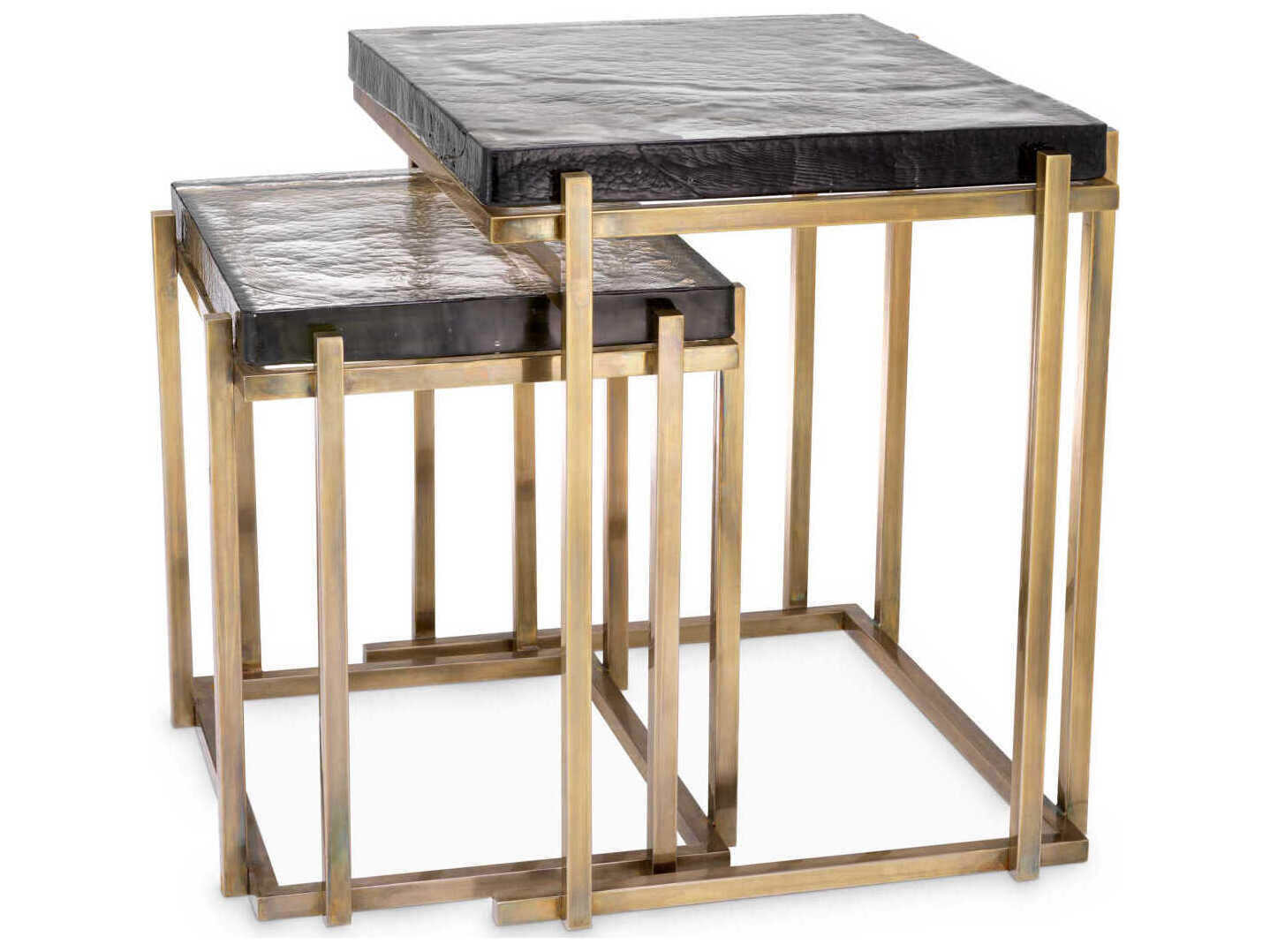 Eichholtz Niemeyer Vintage Brass Set of 2 Side Table