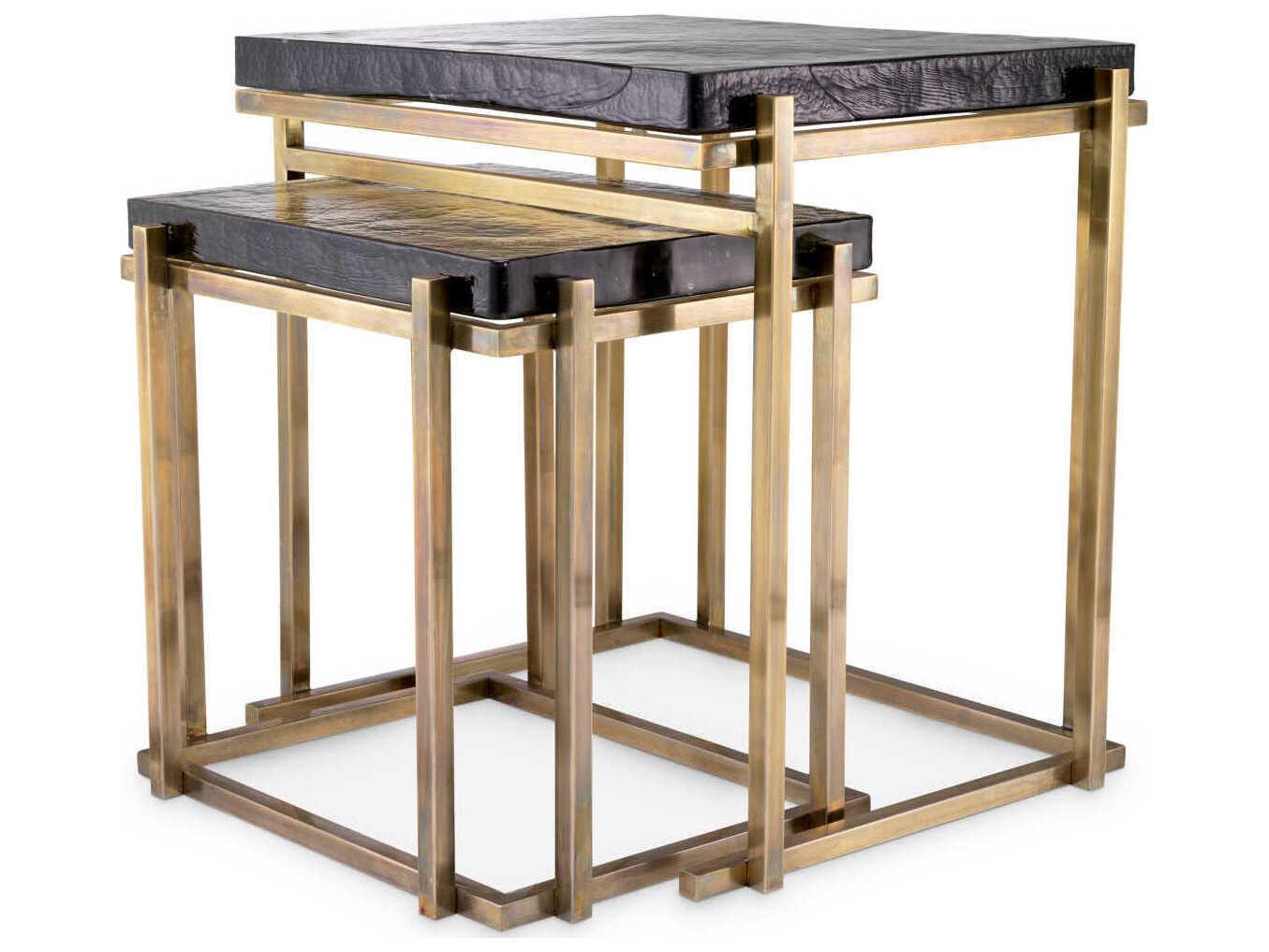 Eichholtz Niemeyer Vintage Brass Set of 2 Side Table