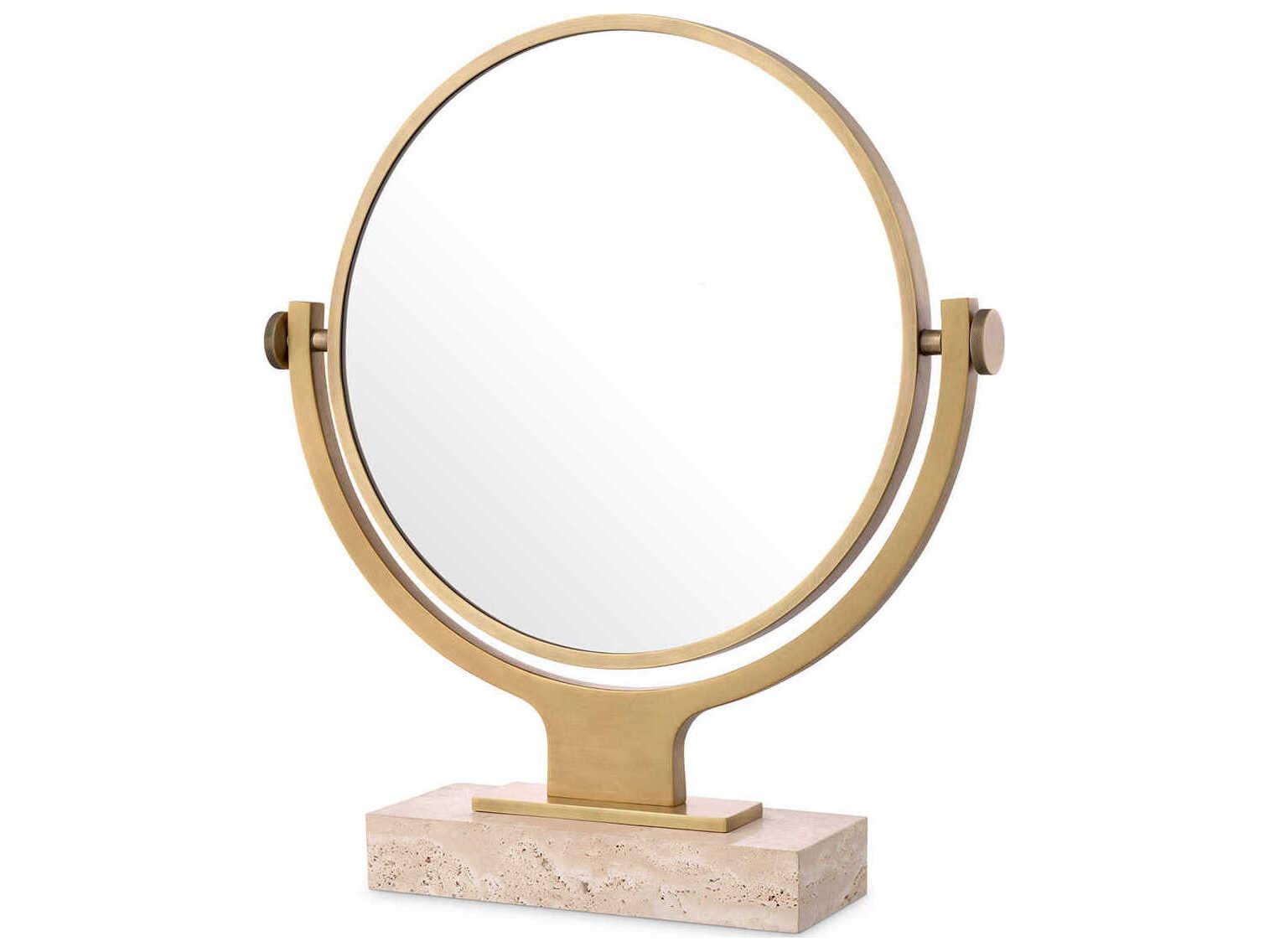 Eichholtz Briancon Travertine Antique Brass Table Mirror