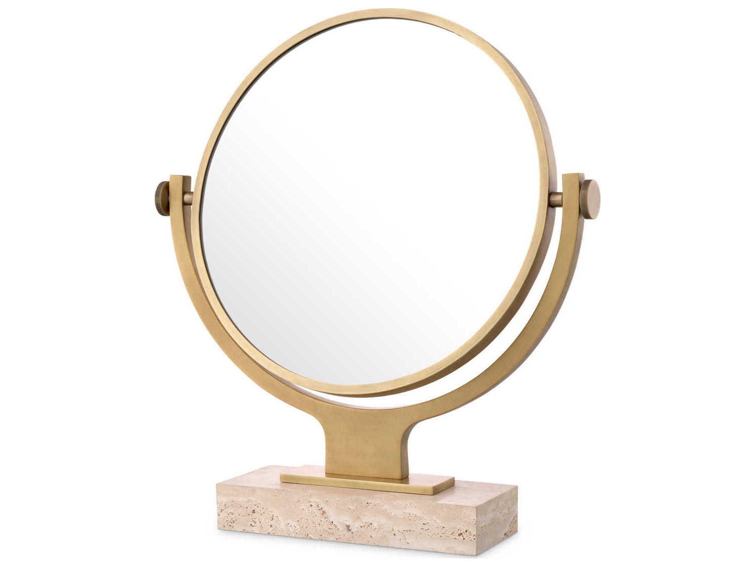 Eichholtz Briancon Travertine Antique Brass Table Mirror