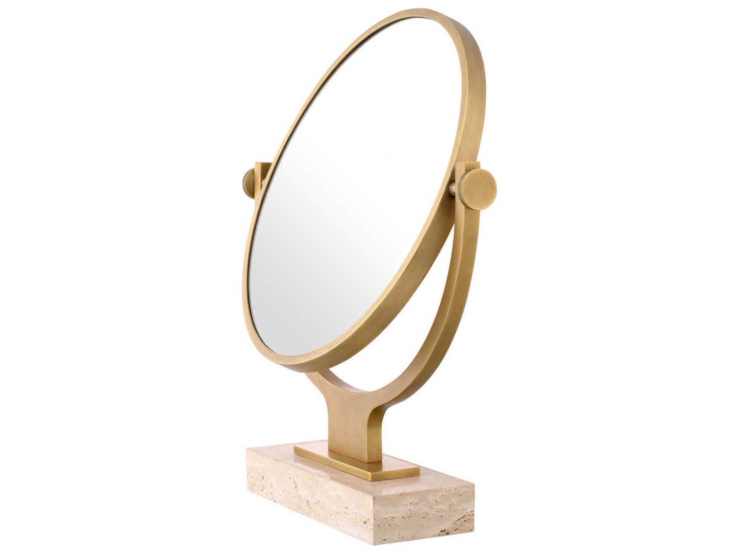 Eichholtz Briancon Travertine Antique Brass Table Mirror