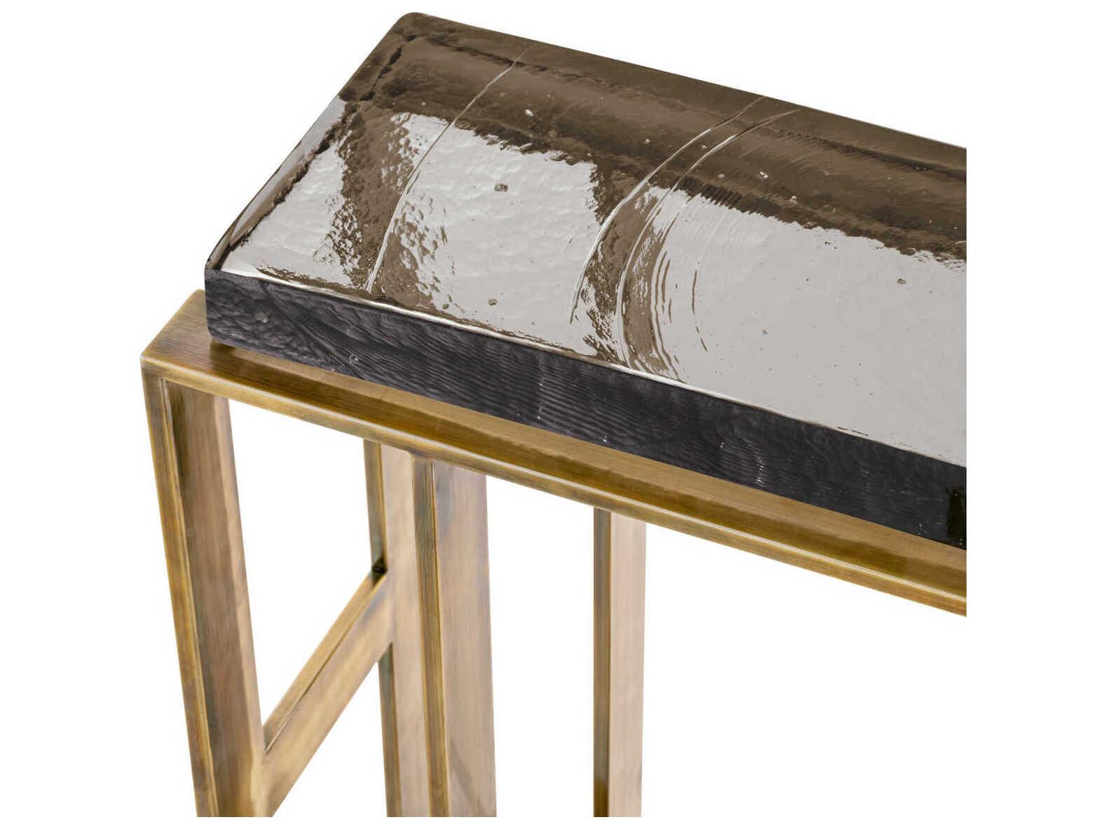 Eichholtz Pierre Vintage Brass Clear Glass Side Table
