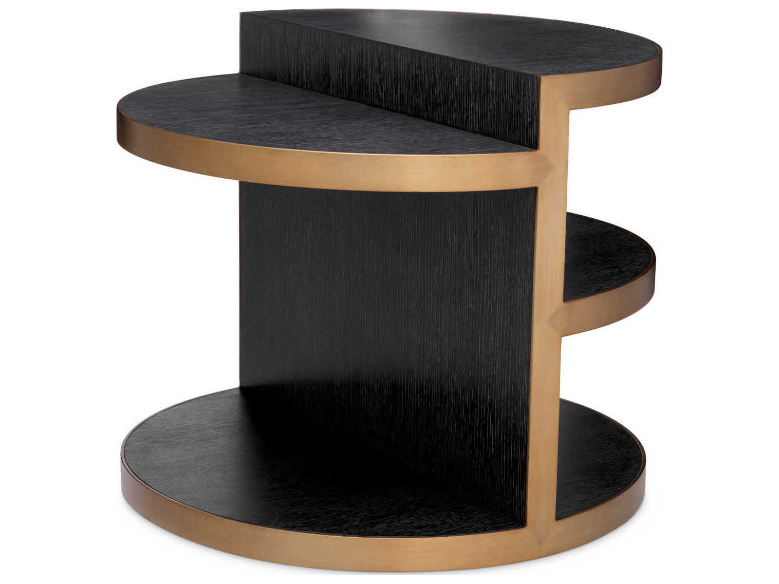 Eichholtz Nilo Charcoal Grey Oak Veneer Brushed Brass Side Table