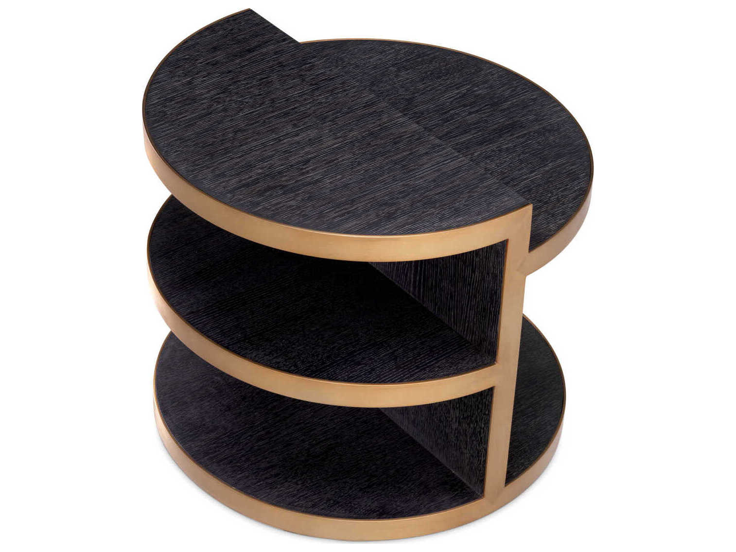 Eichholtz Nilo Charcoal Grey Oak Veneer Brushed Brass Side Table