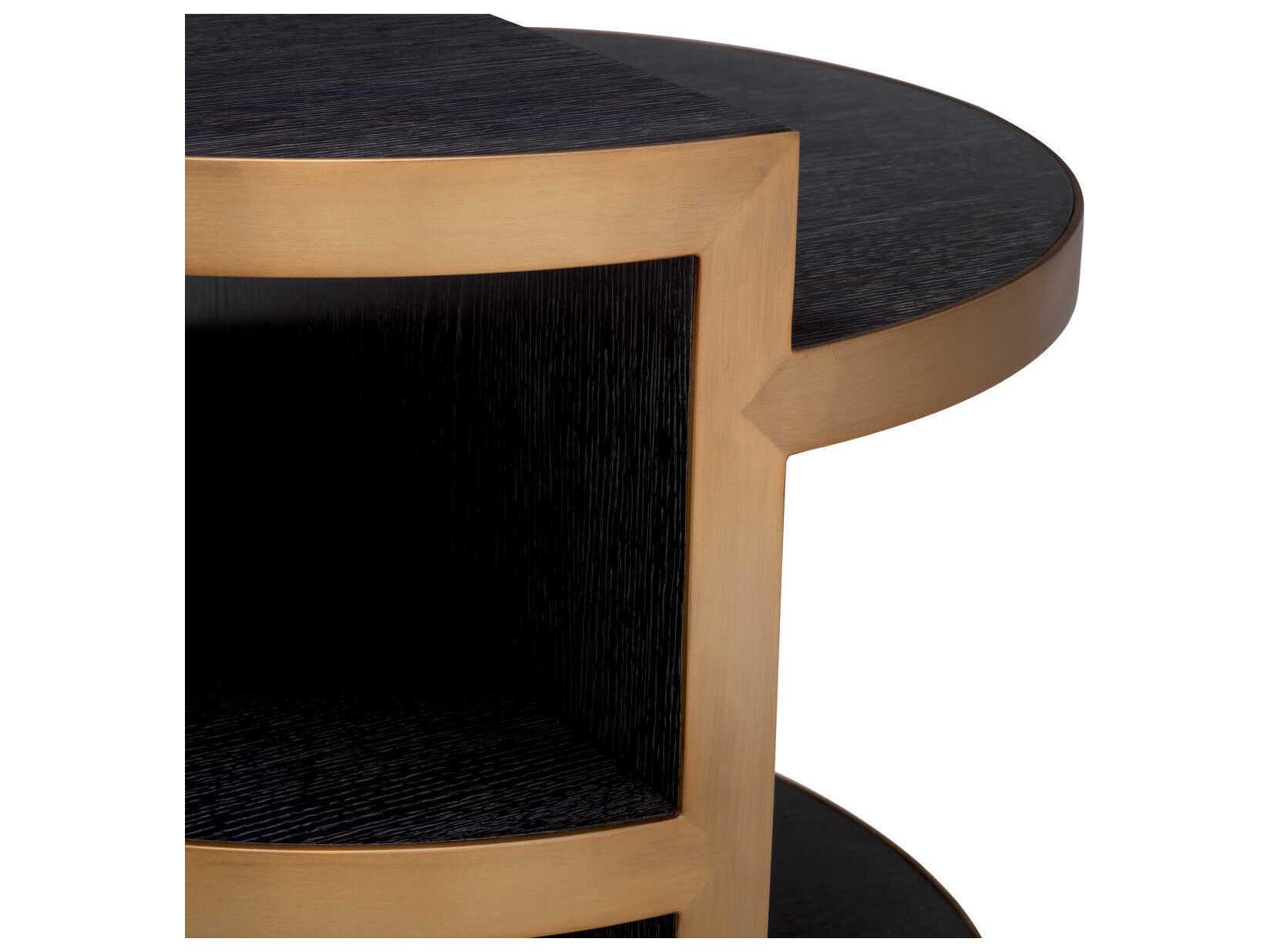 Eichholtz Nilo Charcoal Grey Oak Veneer Brushed Brass Side Table