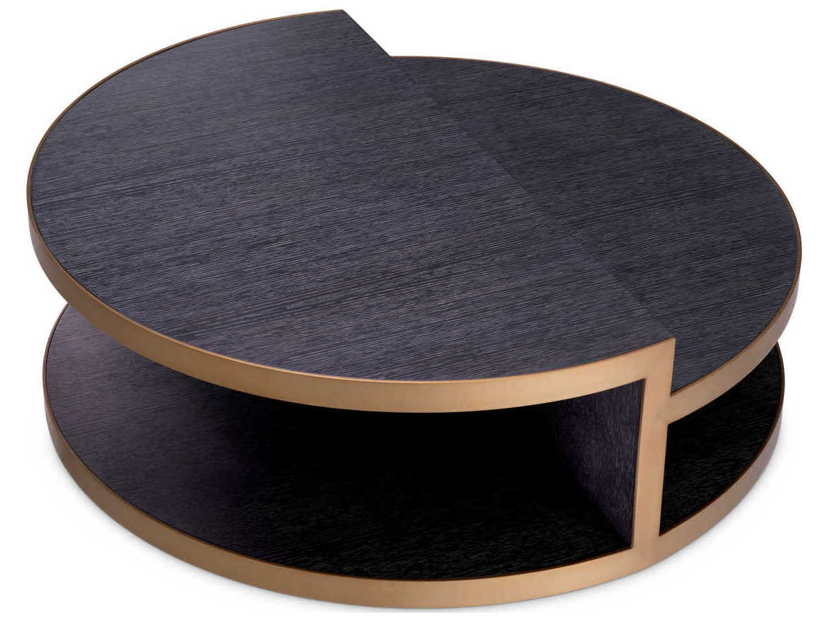 Eichholtz Nilo Charcoal Grey Oak Veneer Brushed Brass Coffee Table