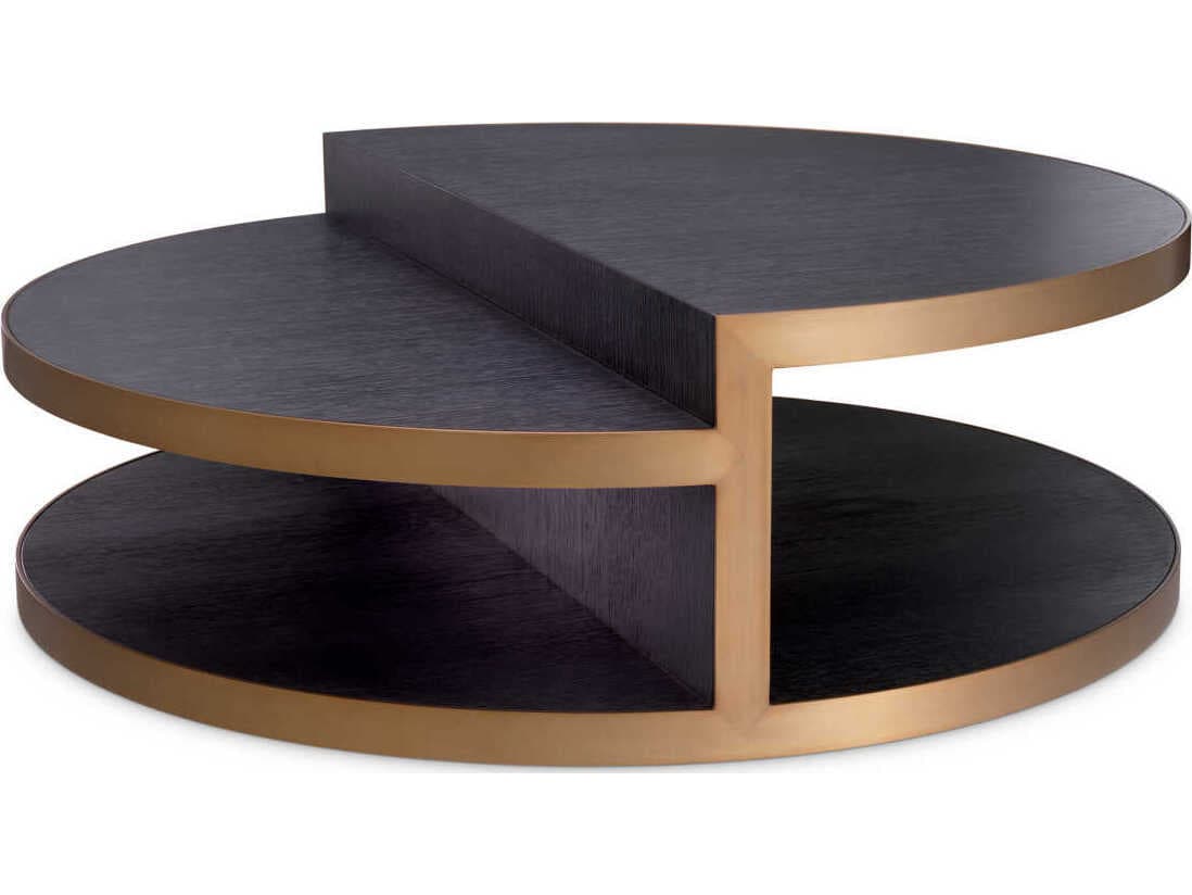 Eichholtz Nilo Charcoal Grey Oak Veneer Brushed Brass Coffee Table