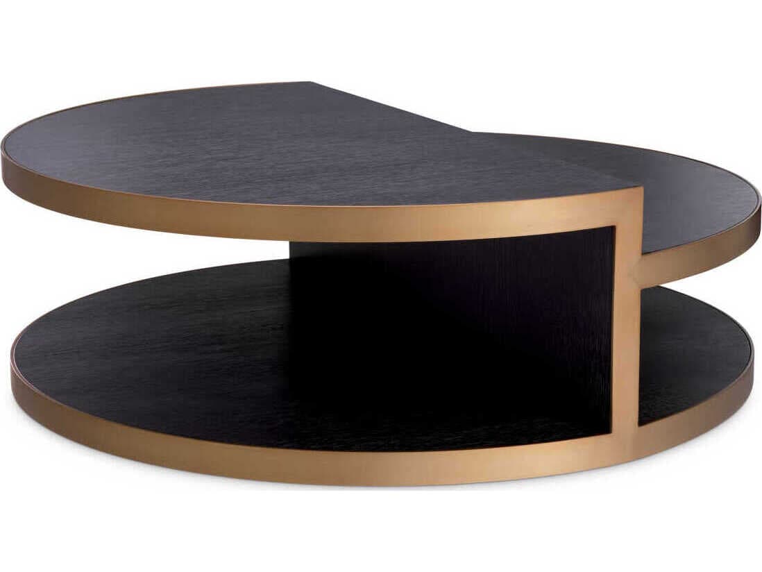Eichholtz Nilo Charcoal Grey Oak Veneer Brushed Brass Coffee Table