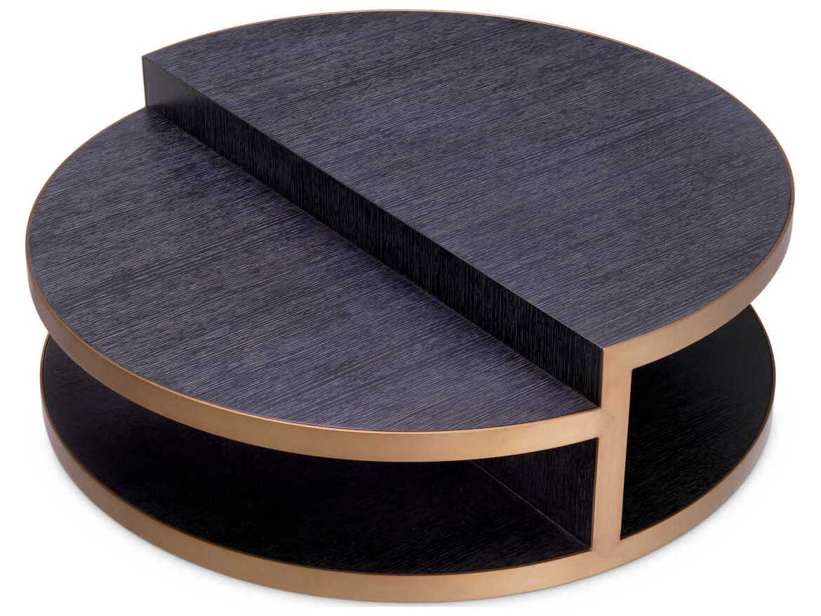 Eichholtz Nilo Charcoal Grey Oak Veneer Brushed Brass Coffee Table