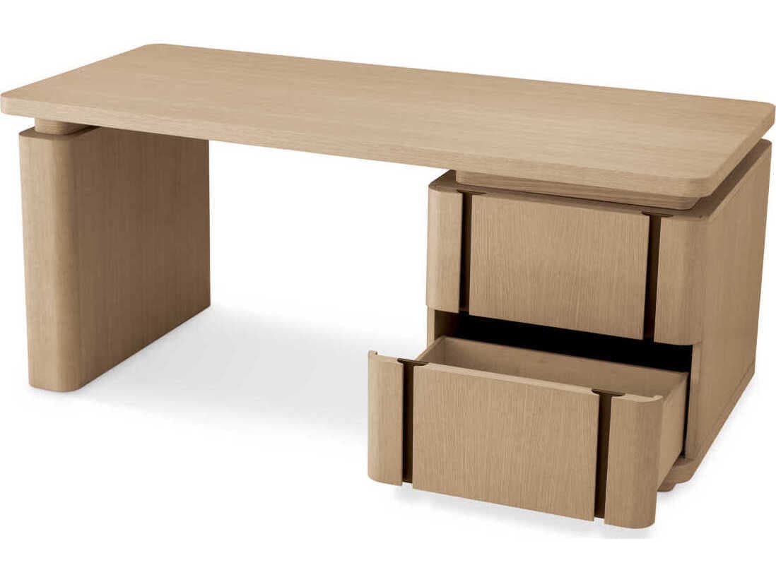 Eichholtz Modesto Natural Oak Veneer Bronze Desk