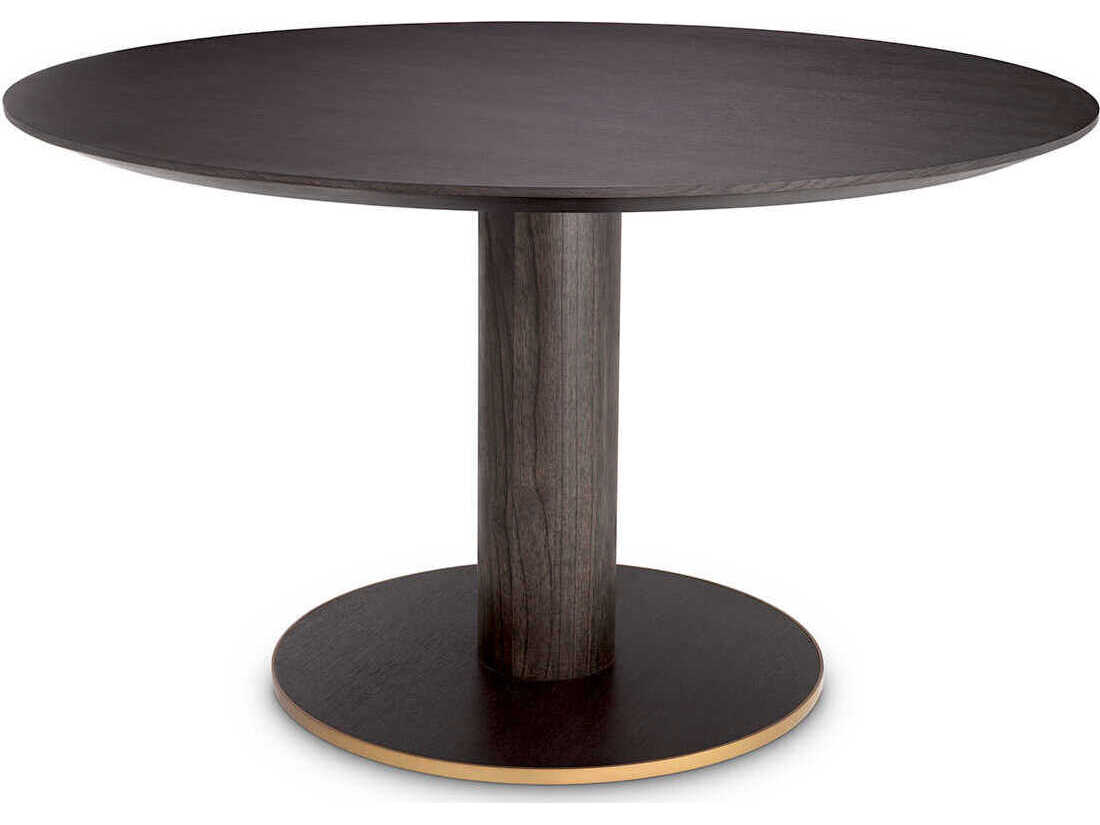 Eichholtz Astro Mocha Oak Veneer Brushed Brass Dining Table