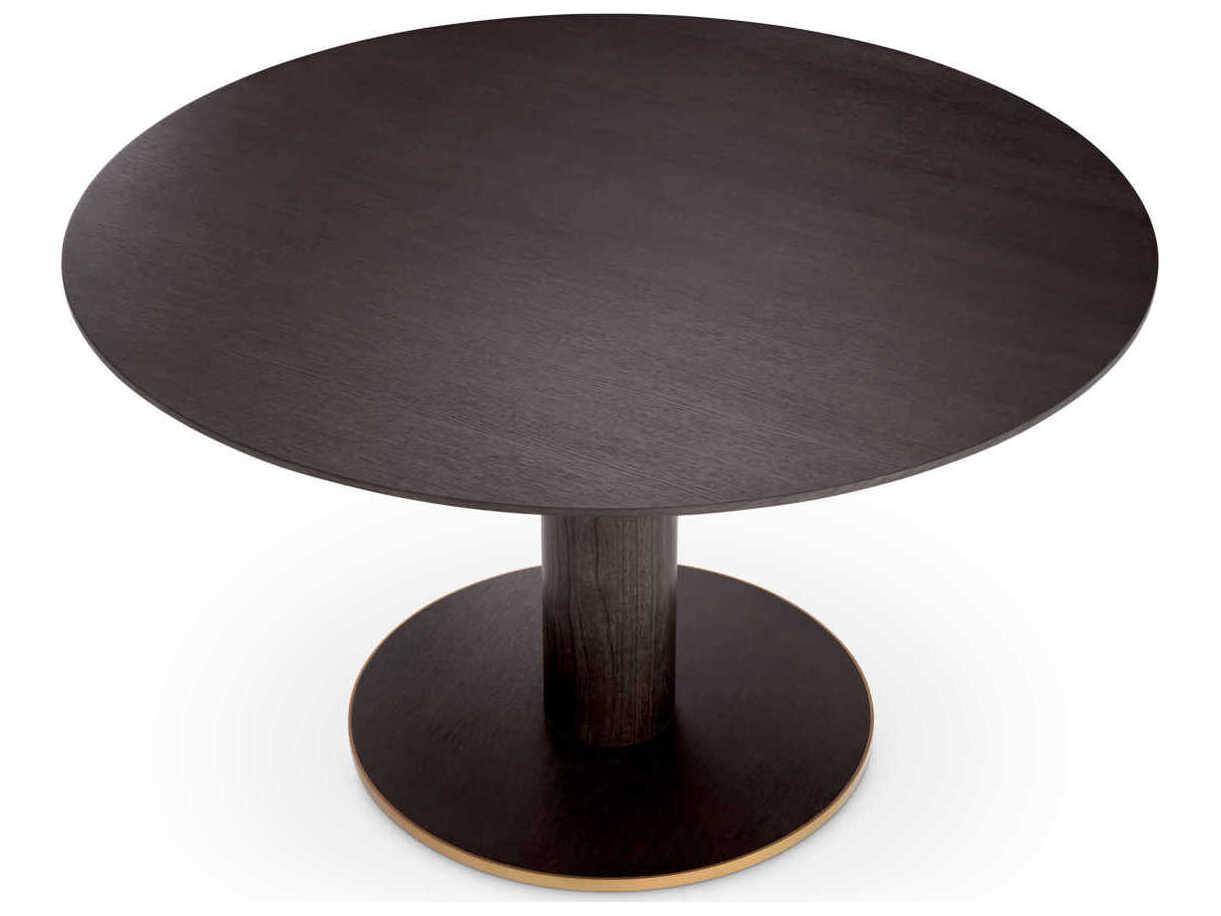 Eichholtz Astro Mocha Oak Veneer Brushed Brass Dining Table
