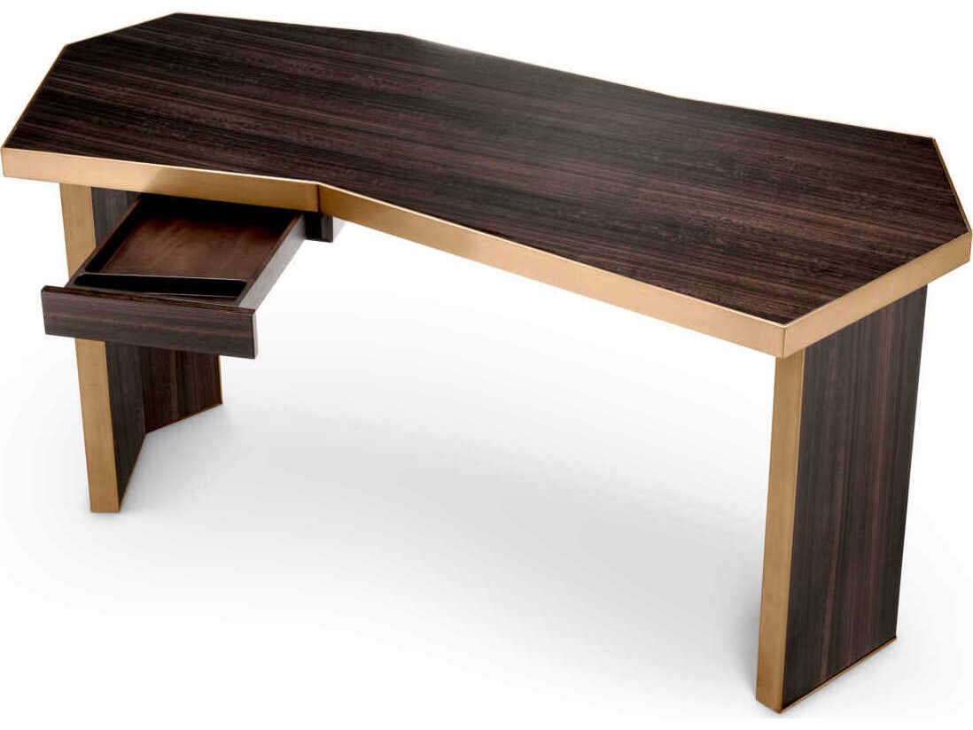 Eichholtz Xenon Eucalyptus Veneer Brushed Brass Desk