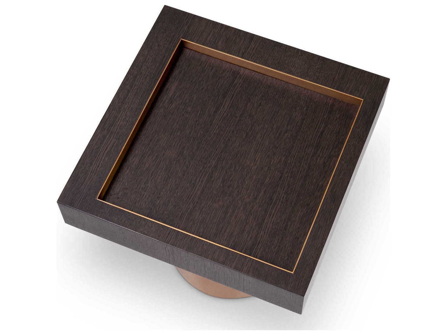 Eichholtz Otus Square Mocha Oak Veneer Brushed Brass Side Table