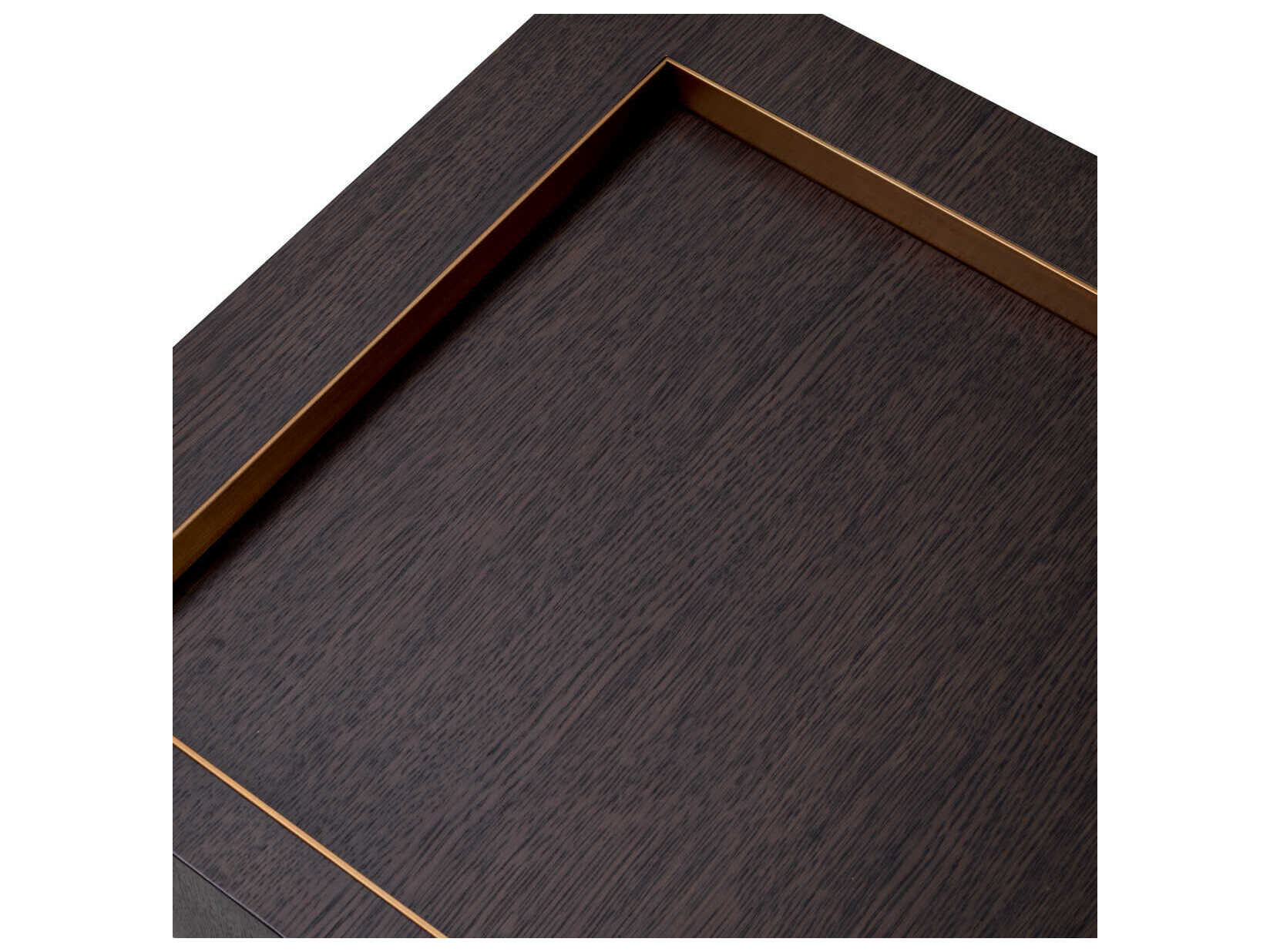 Eichholtz Otus Square Mocha Oak Veneer Brushed Brass Side Table