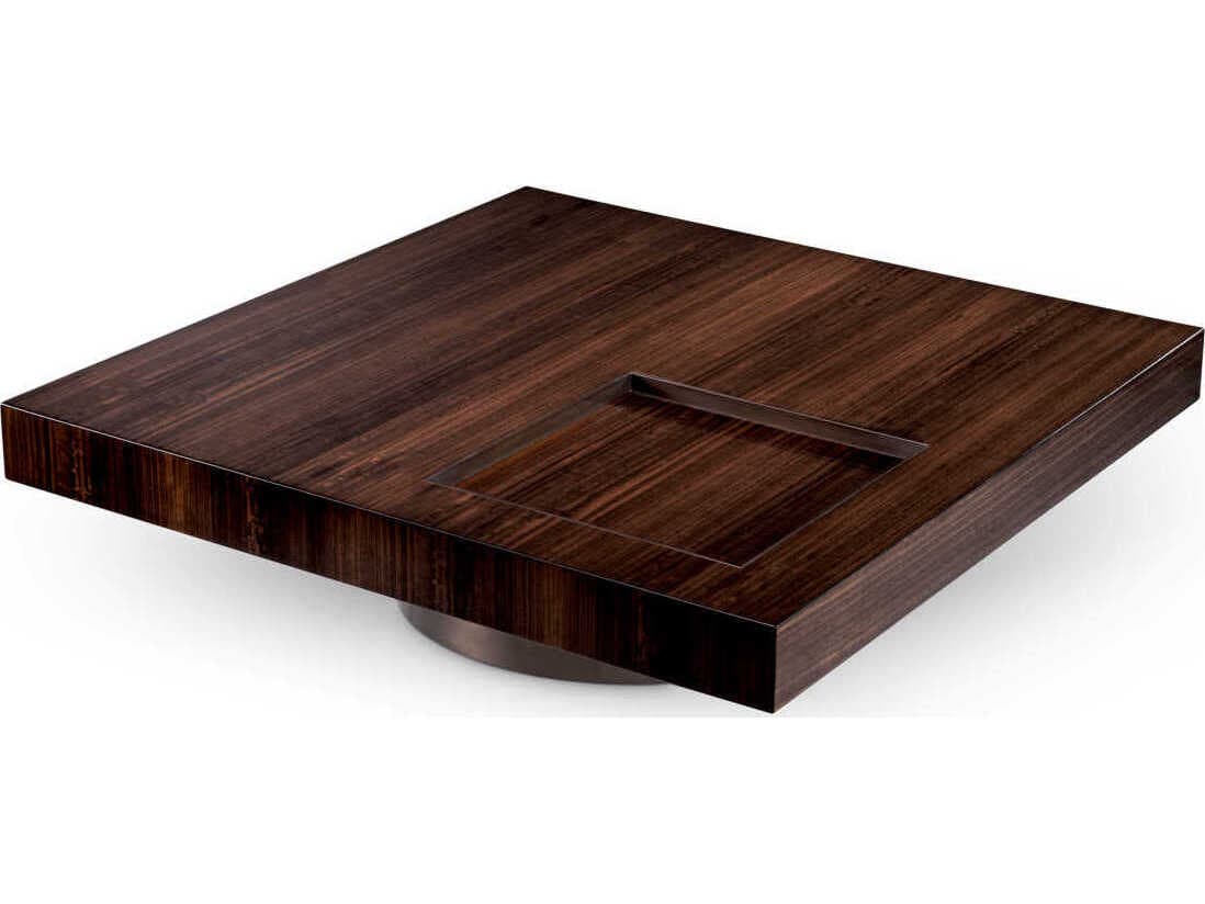 Eichholtz Otus Square Eucalyptus Veneer Bronze Coffee Table