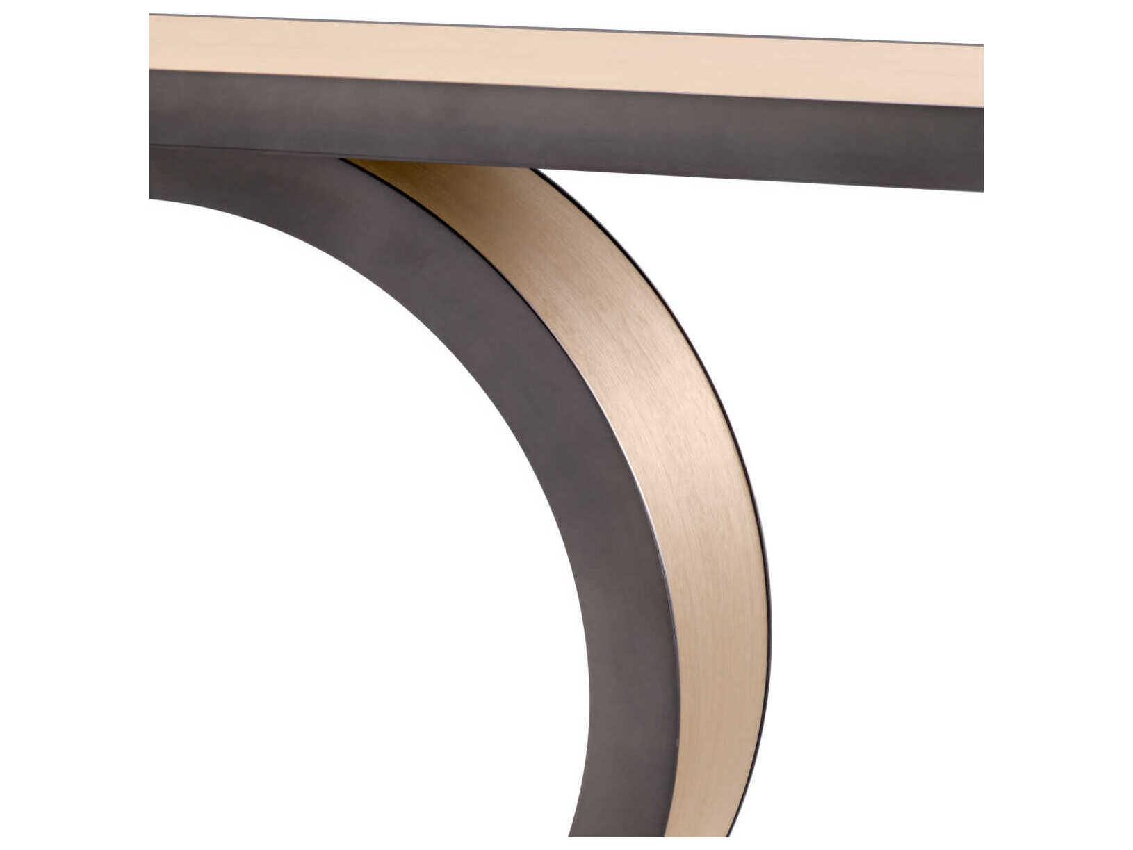 Eichholtz Odis Natural Oak Veneer Bronze Console Table