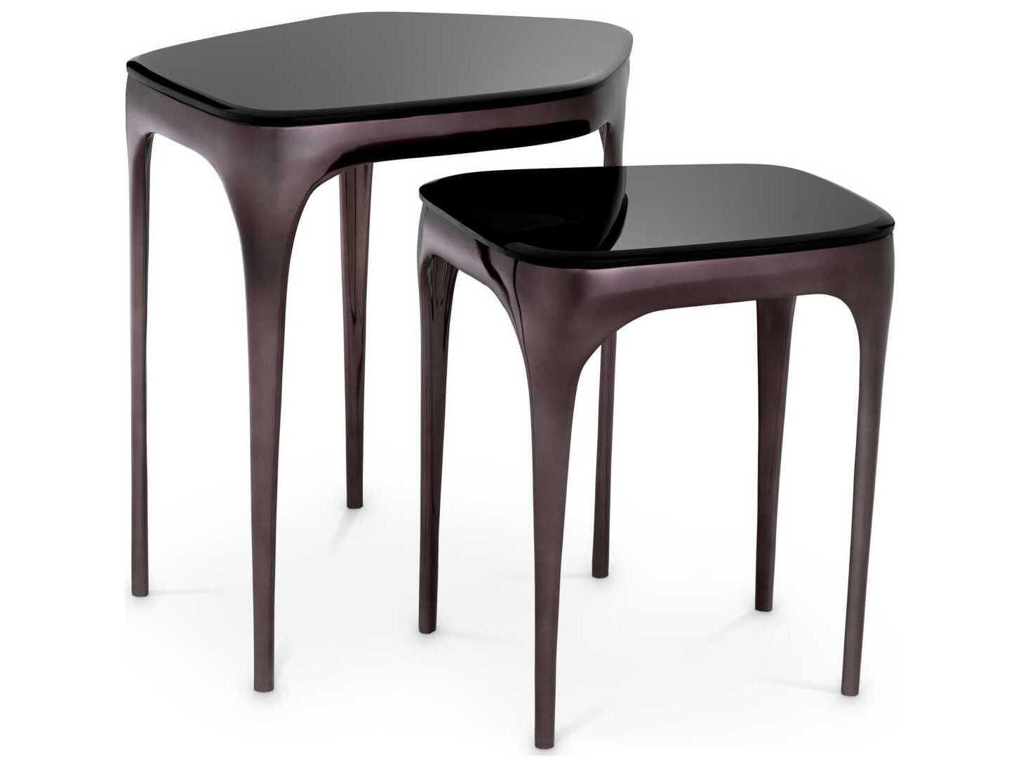 Eichholtz Deacon Black Nickel Set of 2 Side Table