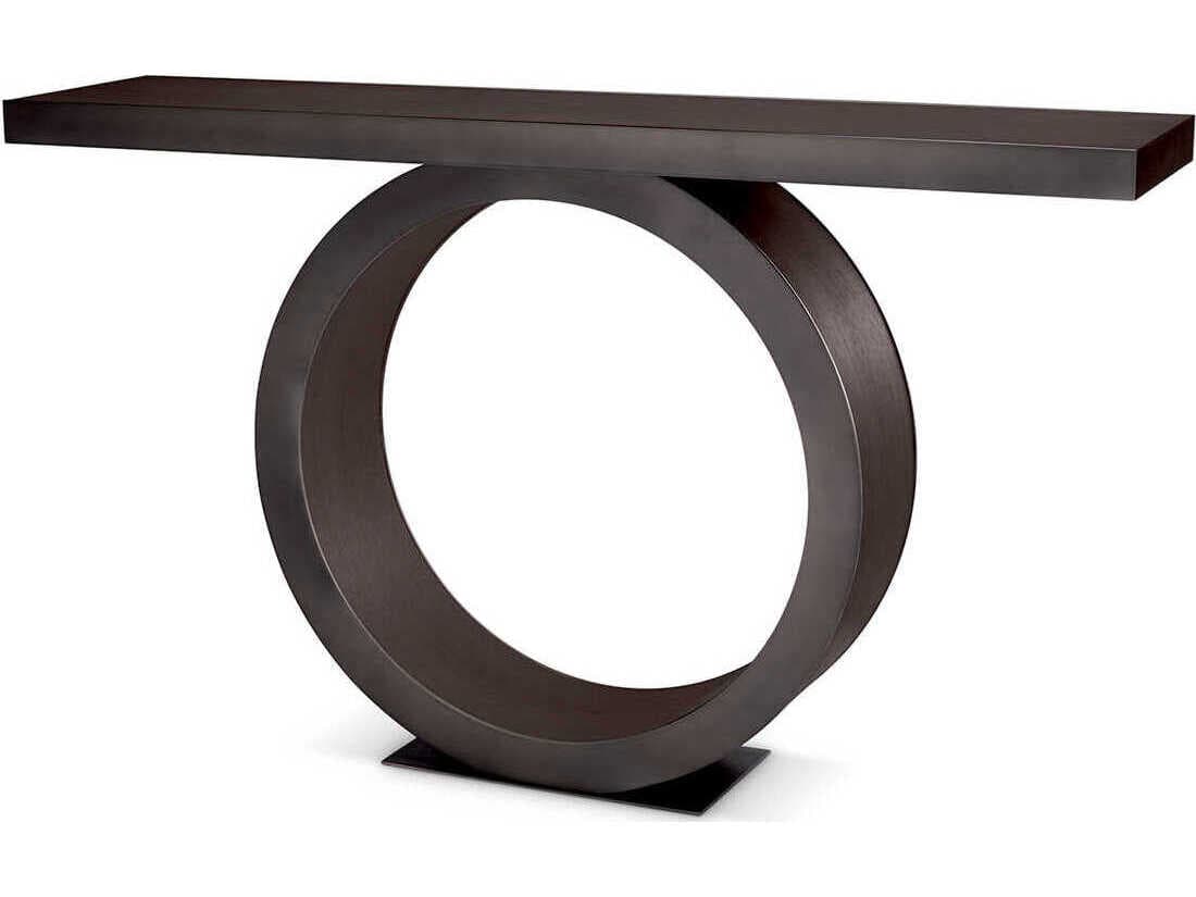 Eichholtz Odis Mocha Oak Veneer Bronze Console Table