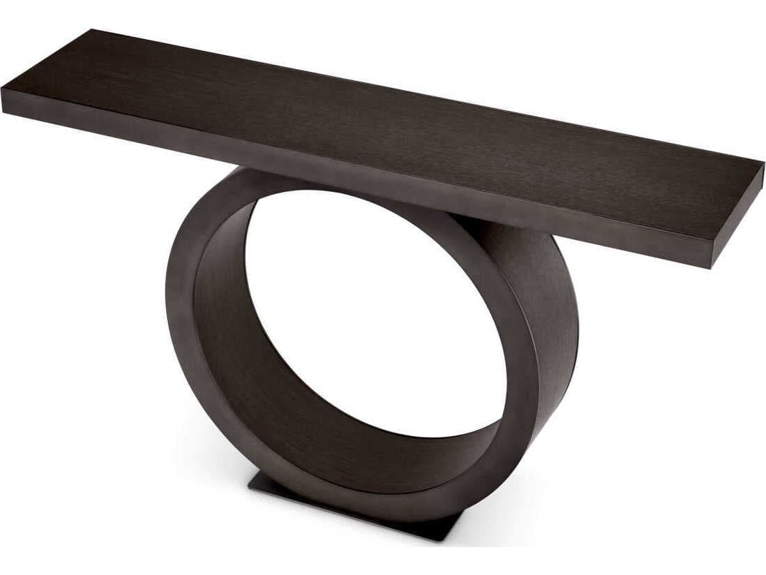Eichholtz Odis Mocha Oak Veneer Bronze Console Table