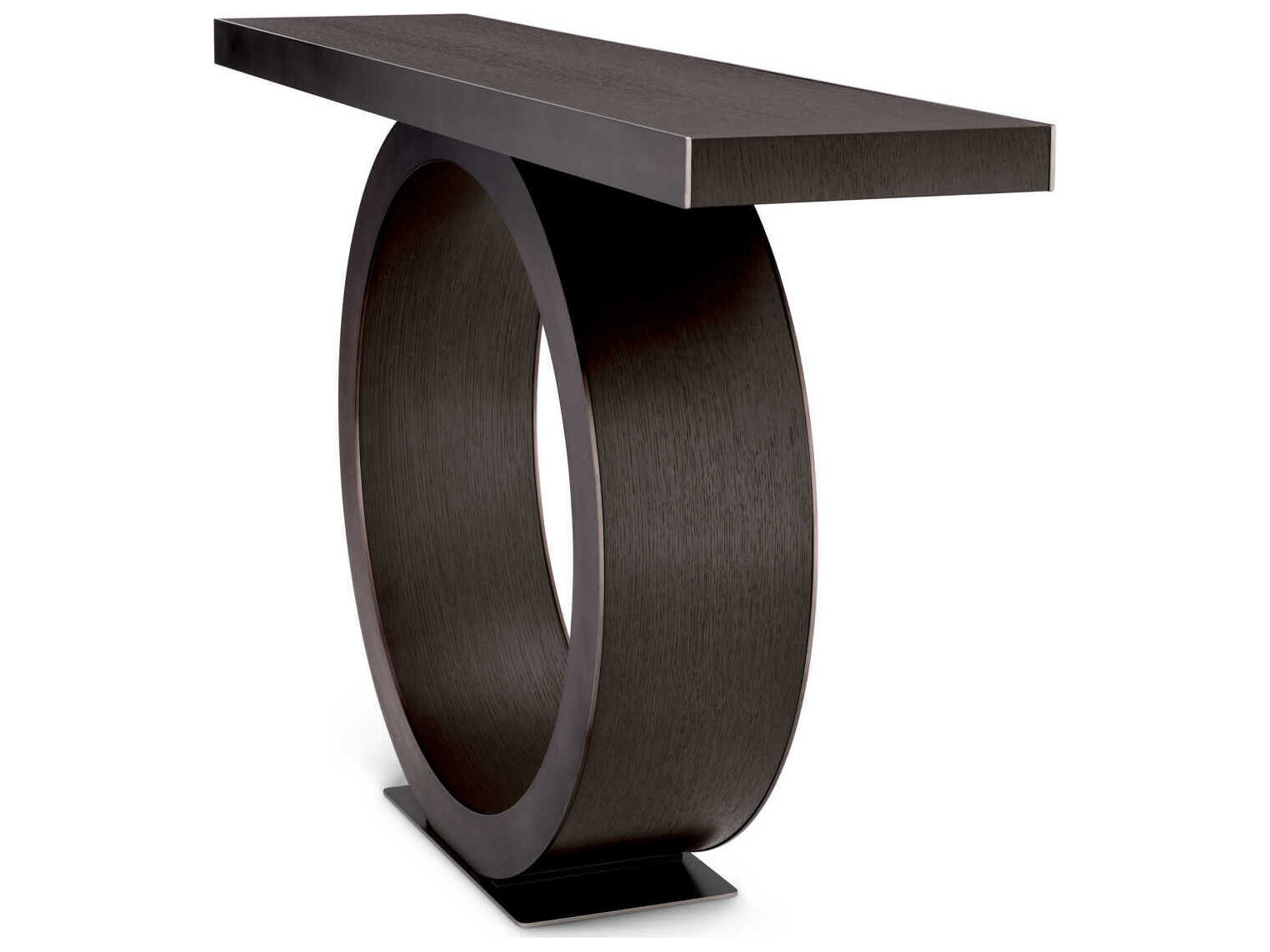 Eichholtz Odis Mocha Oak Veneer Bronze Console Table