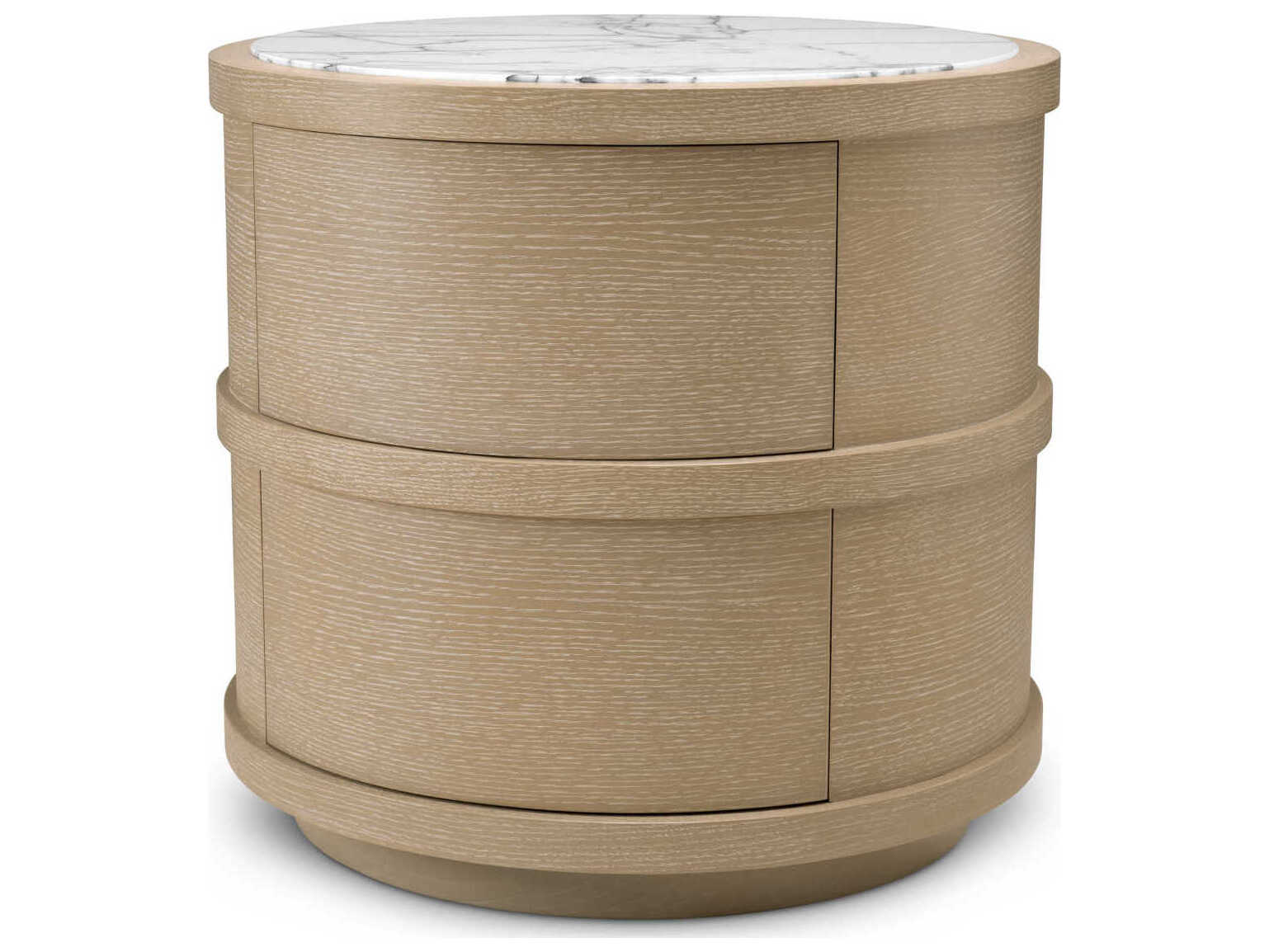 Eichholtz Cabana Round Washed Oak Veneer Nightstand