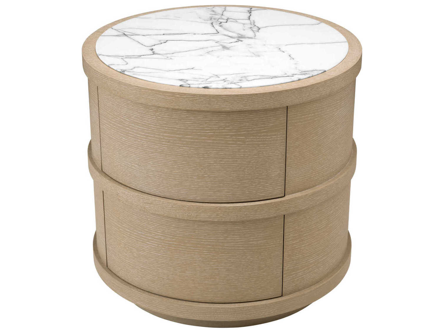 Eichholtz Cabana Round Washed Oak Veneer Nightstand
