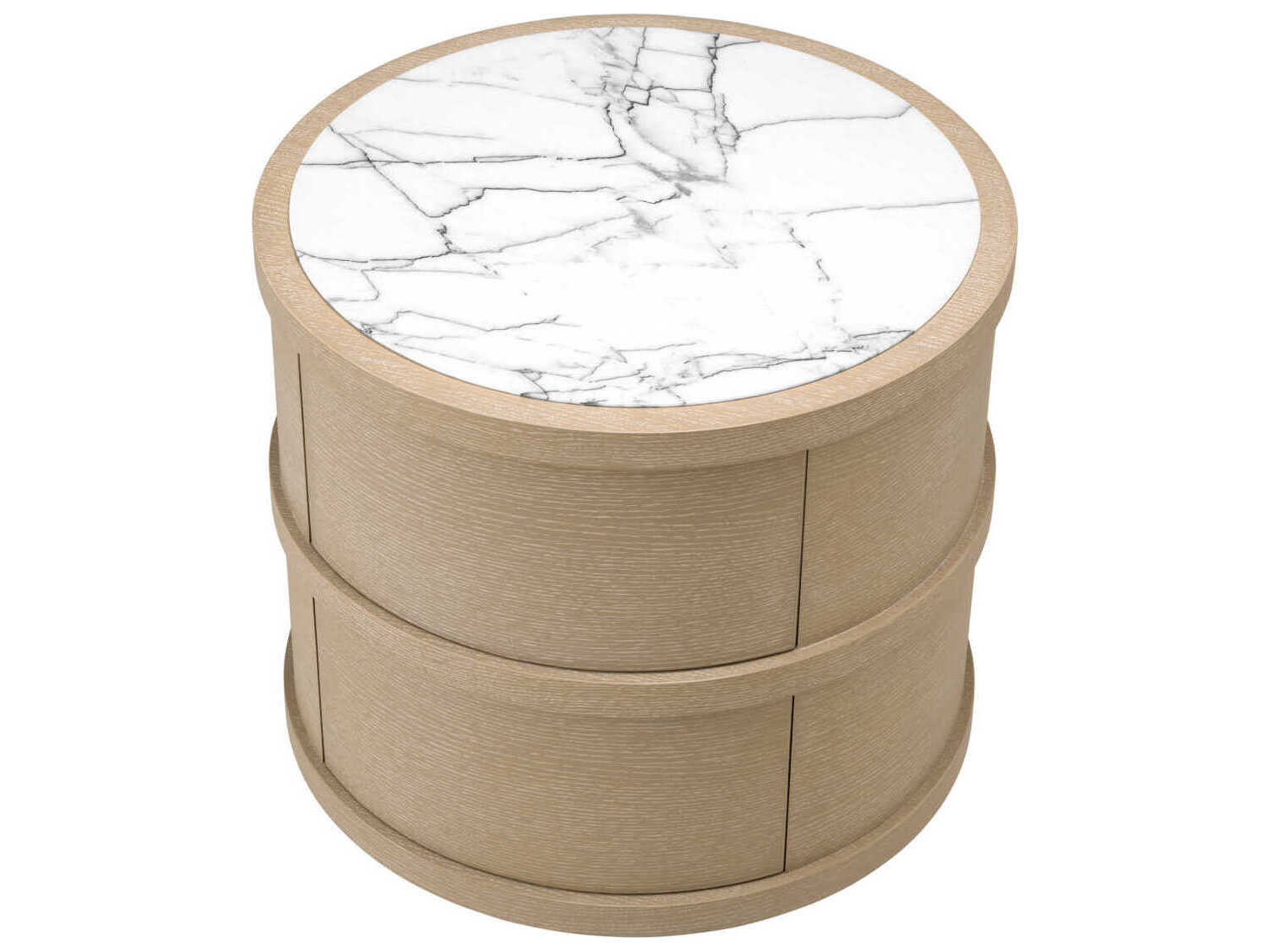 Eichholtz Cabana Round Washed Oak Veneer Nightstand