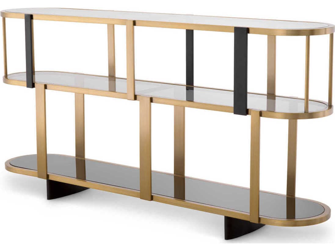 Eichholtz Clio Round Low Brushed Brass Cabinet